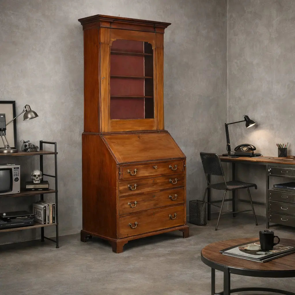 Antique Trumeau Mahogany Leather United Kingdom XIX Century - England, Mid XIX Century | Antiques | Drop-Leaf Secretaire & Secretaire