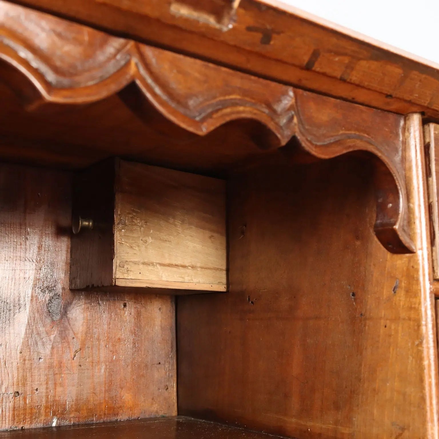 Antique Baroque Flap Door Cabinet Walnut Maple Italy XVIII Century