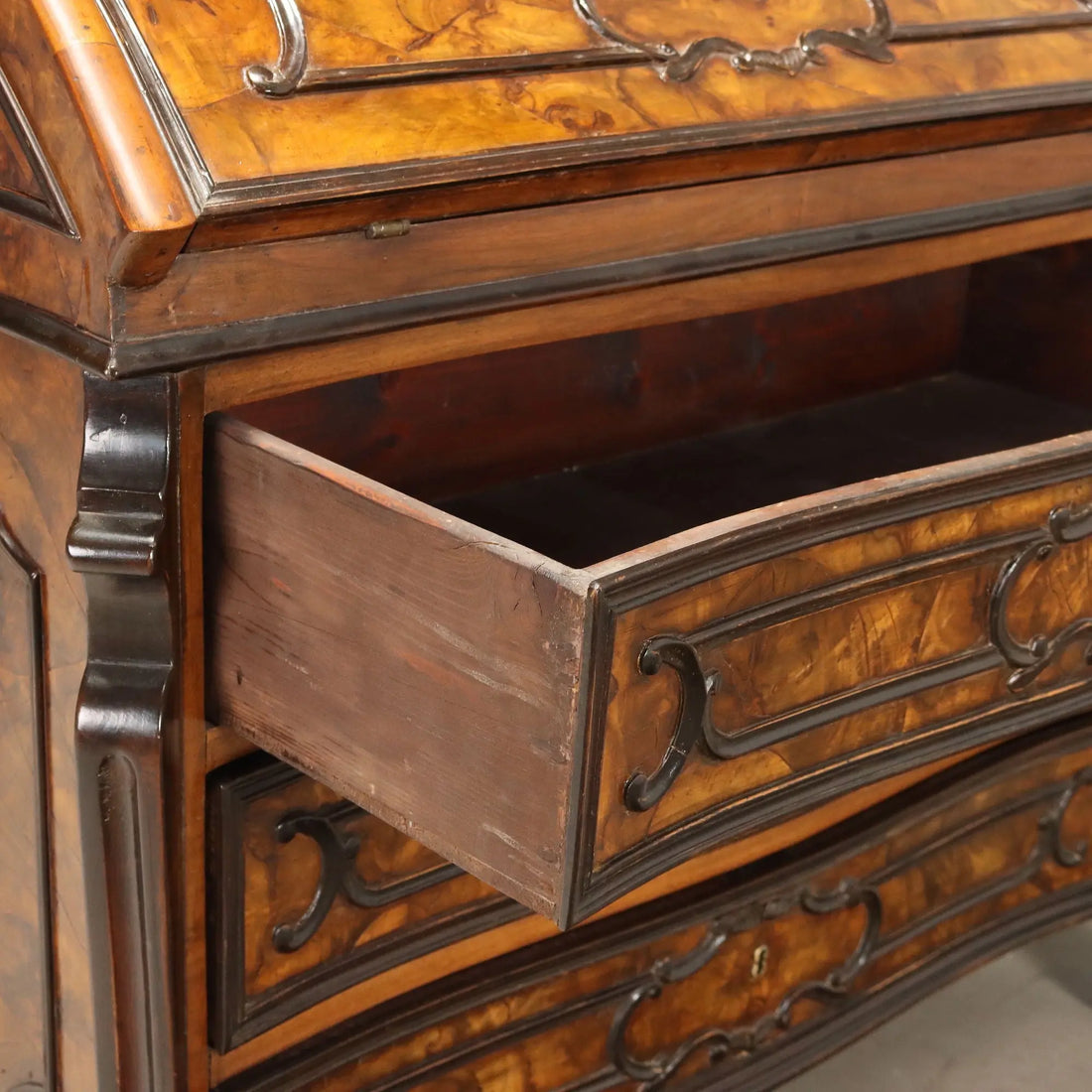 Antique Trumeau Walnut Burl Lombardy Italy XIX Century