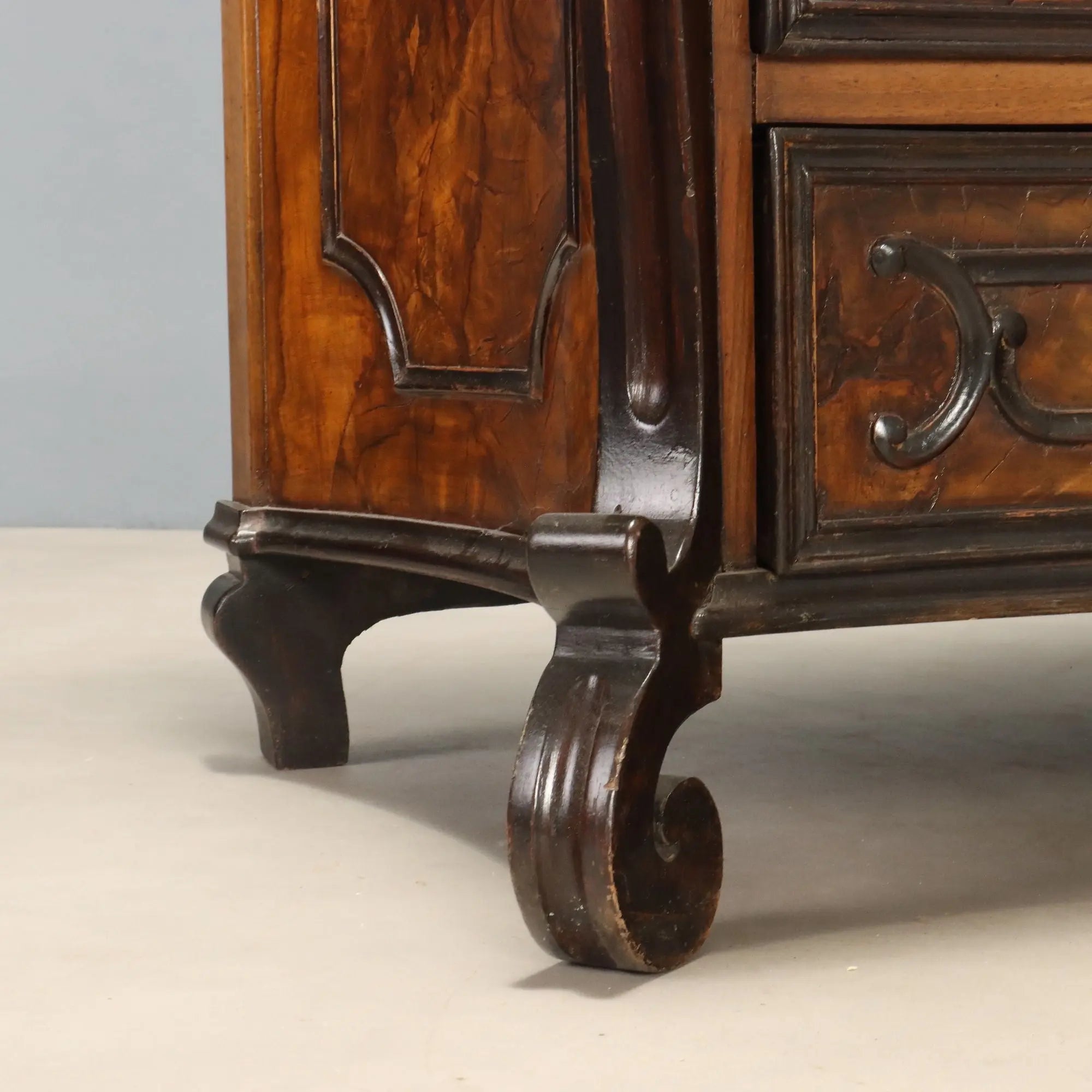 Antique Trumeau Walnut Burl Lombardy Italy XIX Century