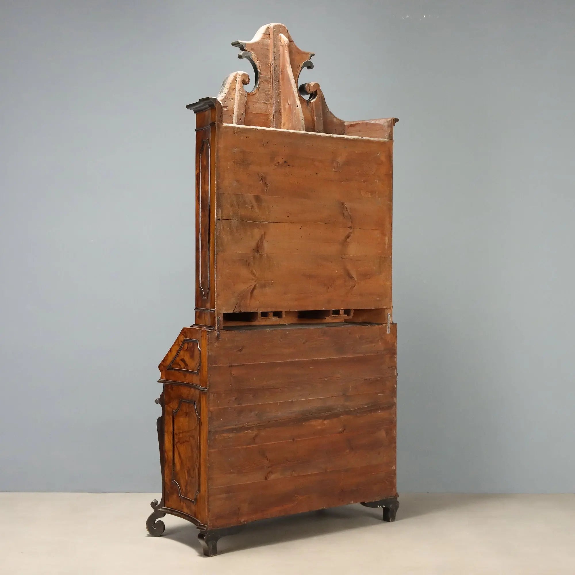 Antique Trumeau Walnut Burl Lombardy Italy XIX Century