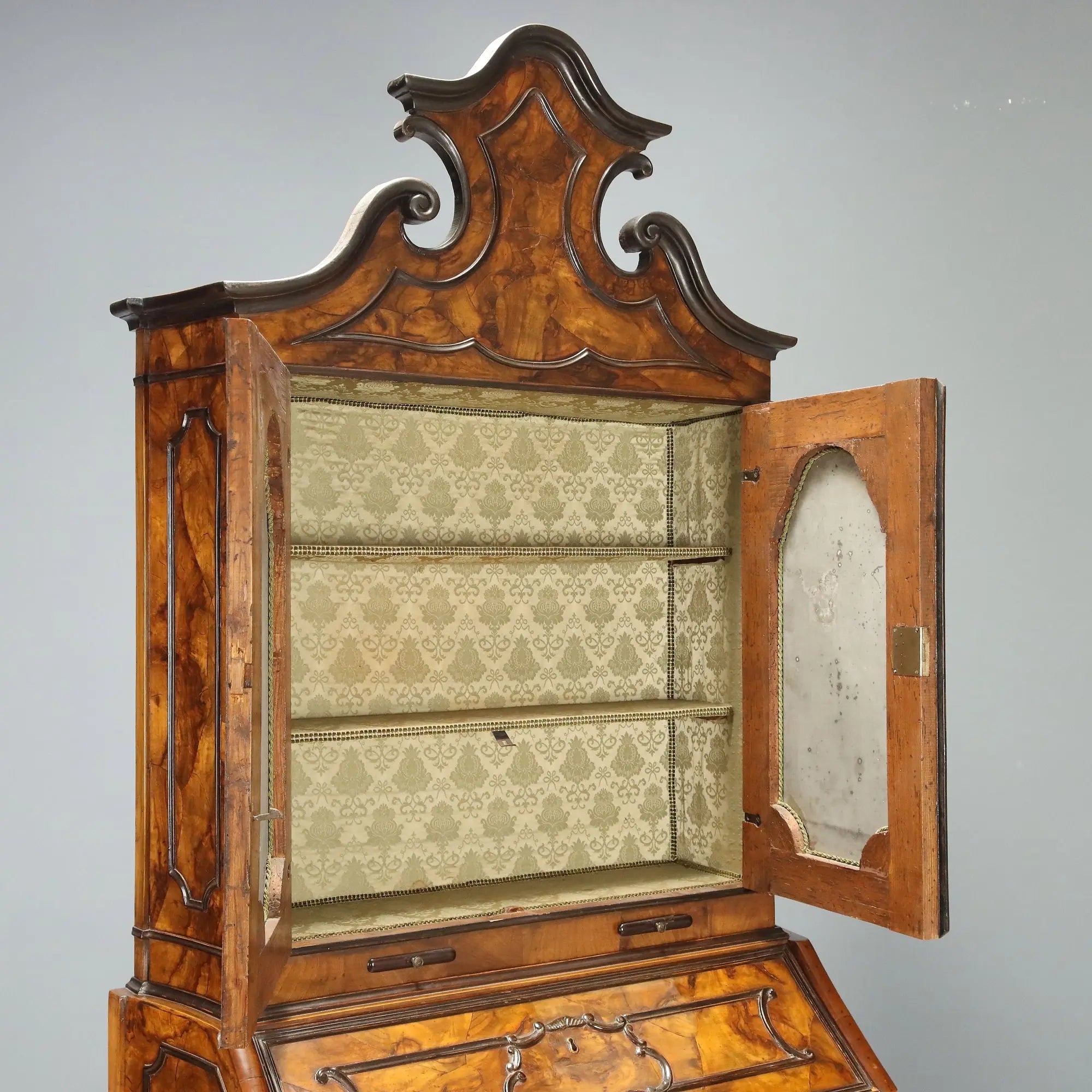 Antique Trumeau Walnut Burl Lombardy Italy XIX Century
