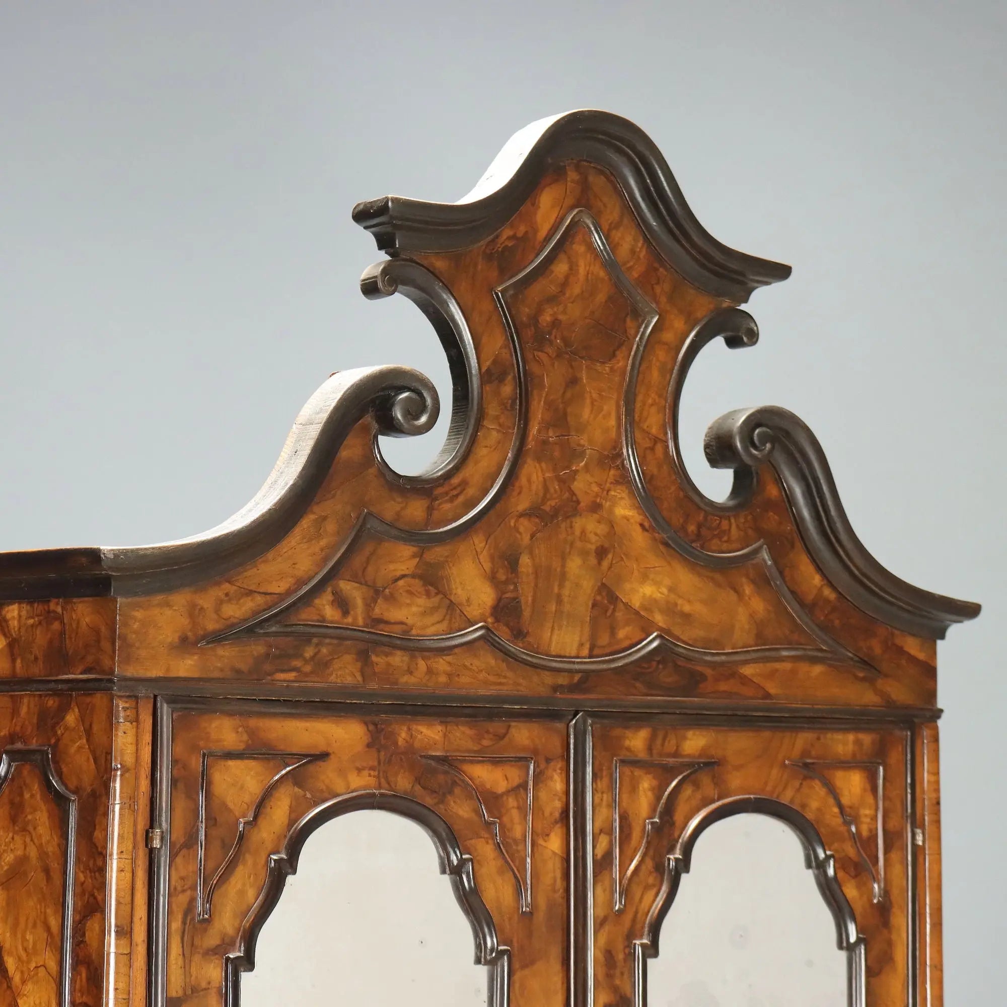 Antique Trumeau Walnut Burl Lombardy Italy XIX Century