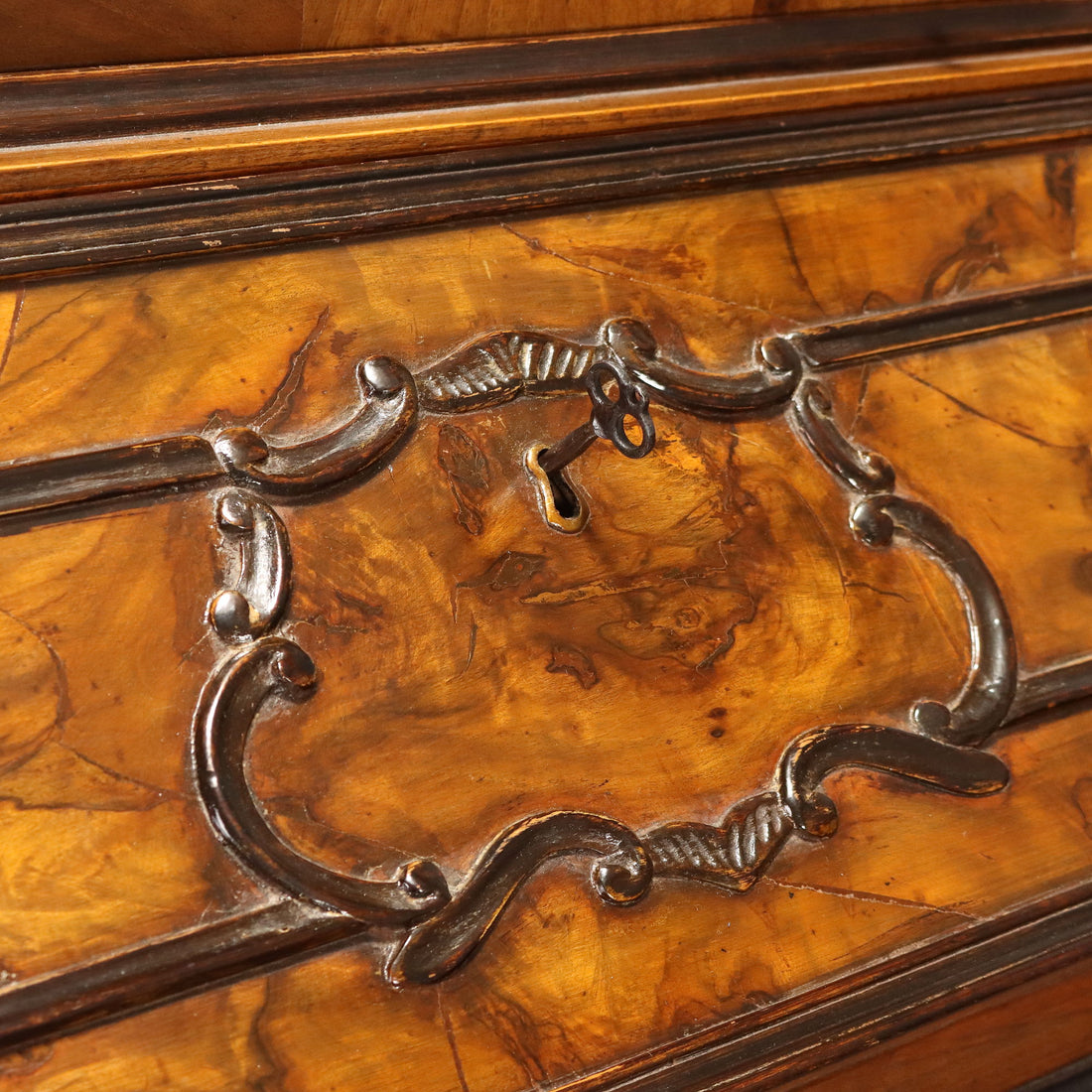 Antique Trumeau Walnut Burl Lombardy Italy XIX Century