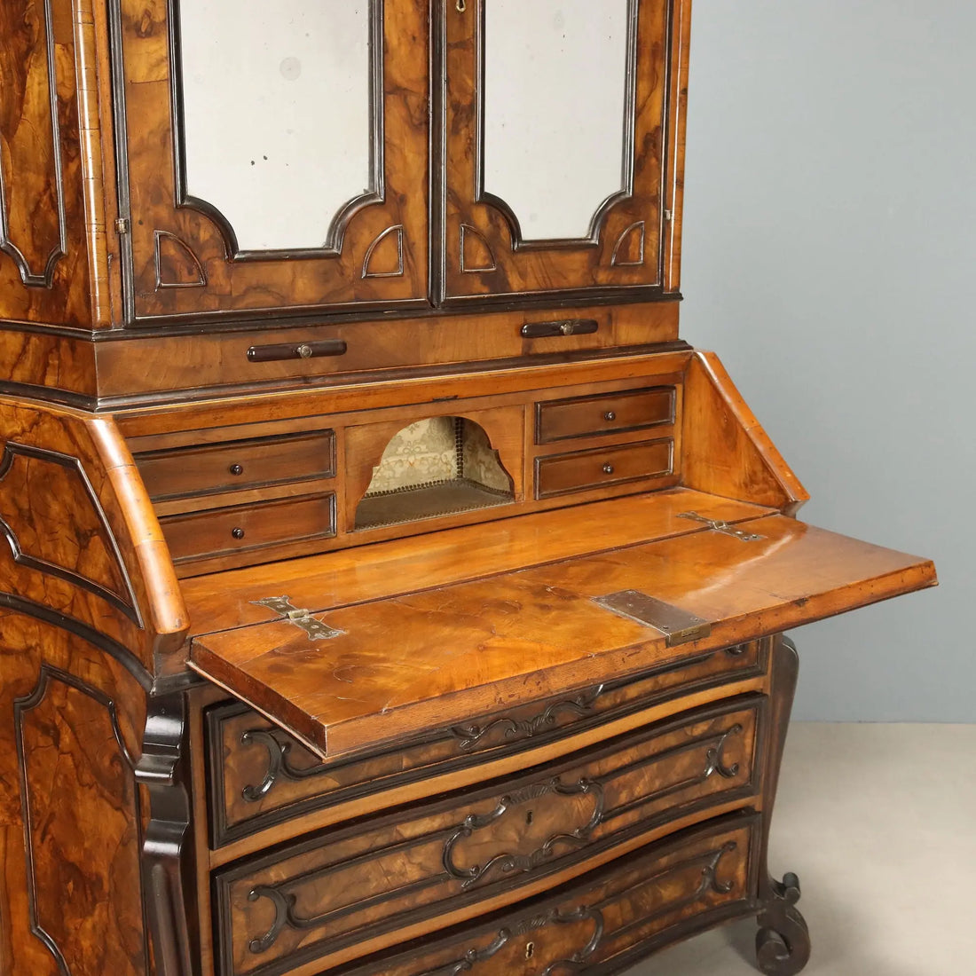Antique Trumeau Walnut Burl Lombardy Italy XIX Century