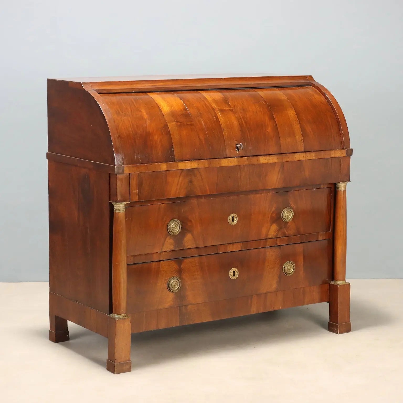 Empire Walnut Bureau with Chiseled Bronzes