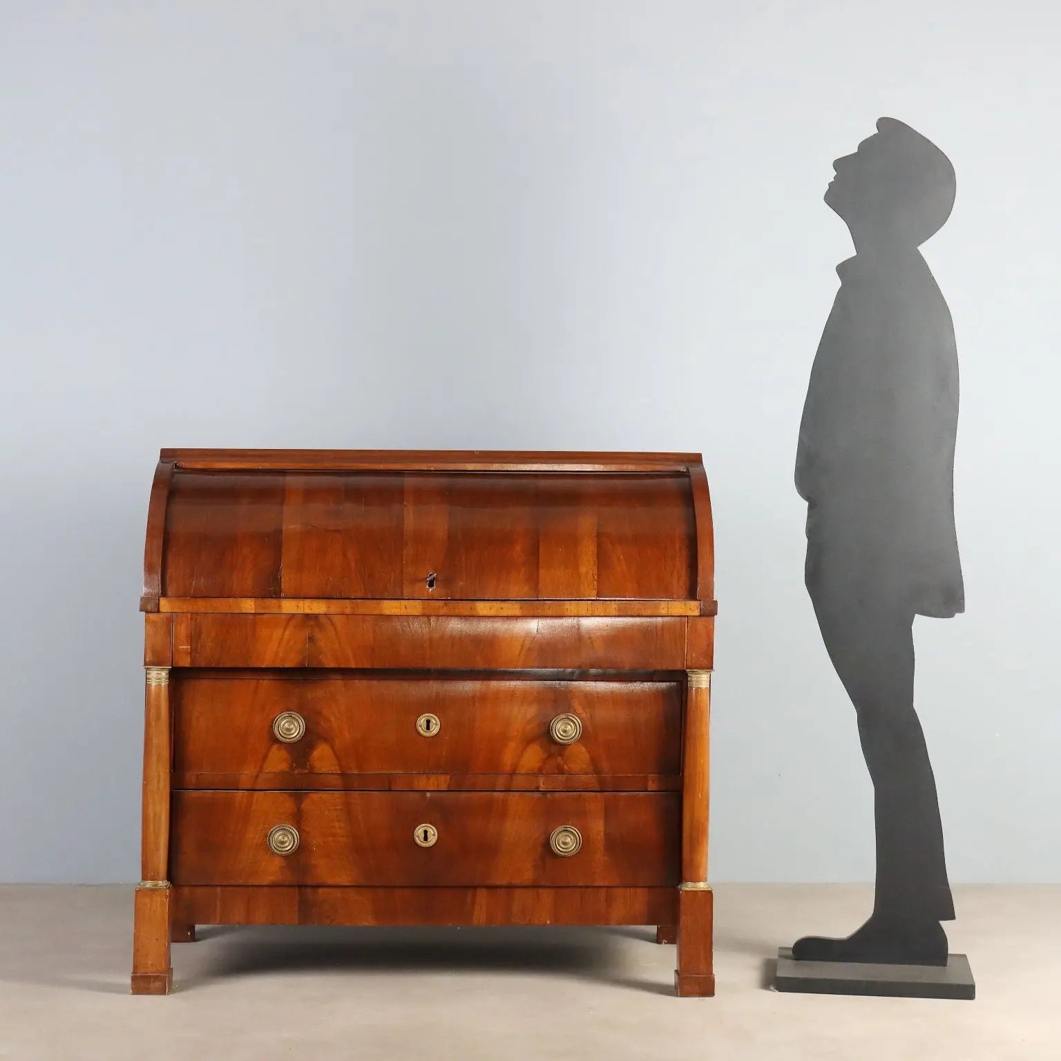 Empire Walnut Bureau with Chiseled Bronzes