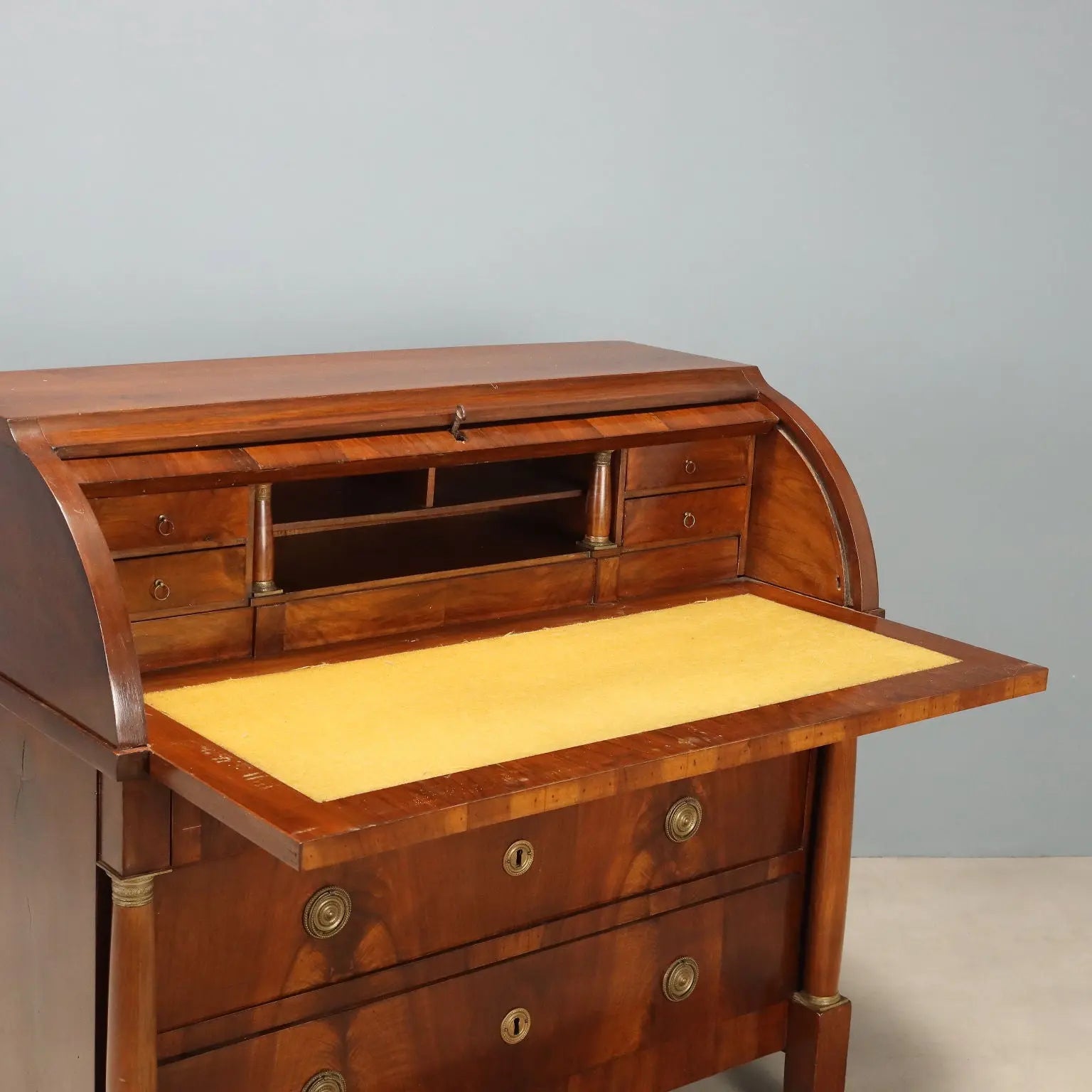 Empire Walnut Bureau with Chiseled Bronzes