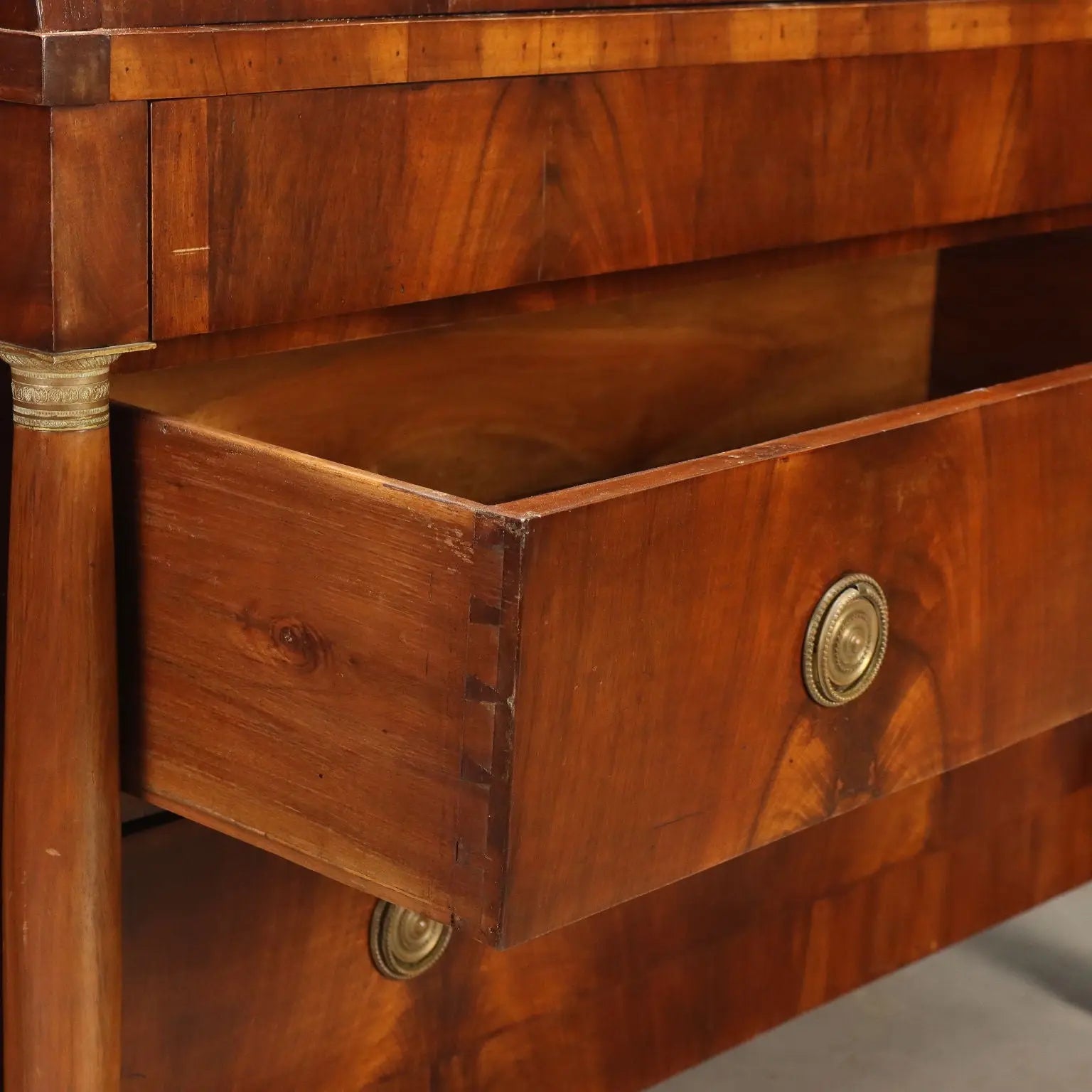Empire Walnut Bureau with Chiseled Bronzes