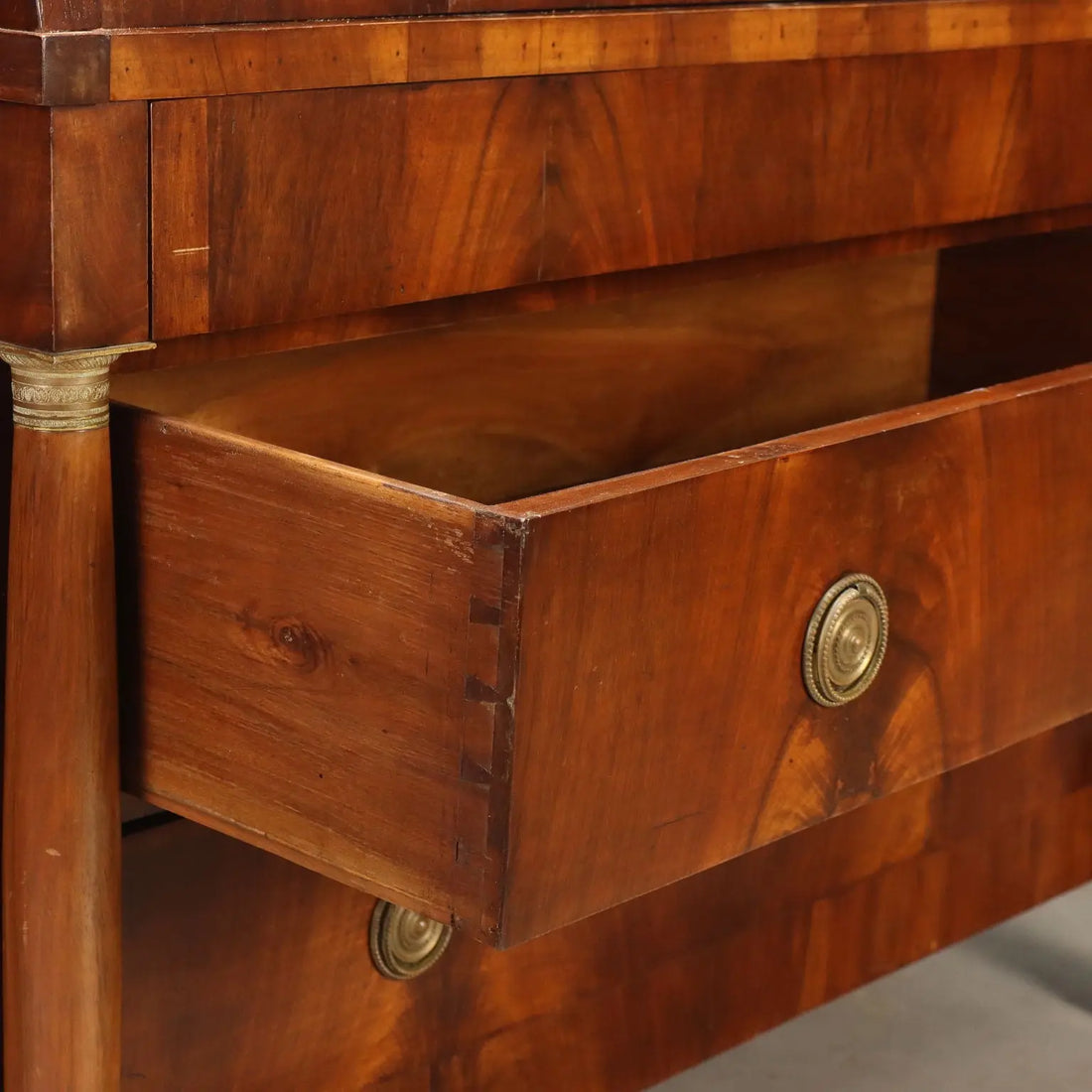 Empire Walnut Bureau with Chiseled Bronzes