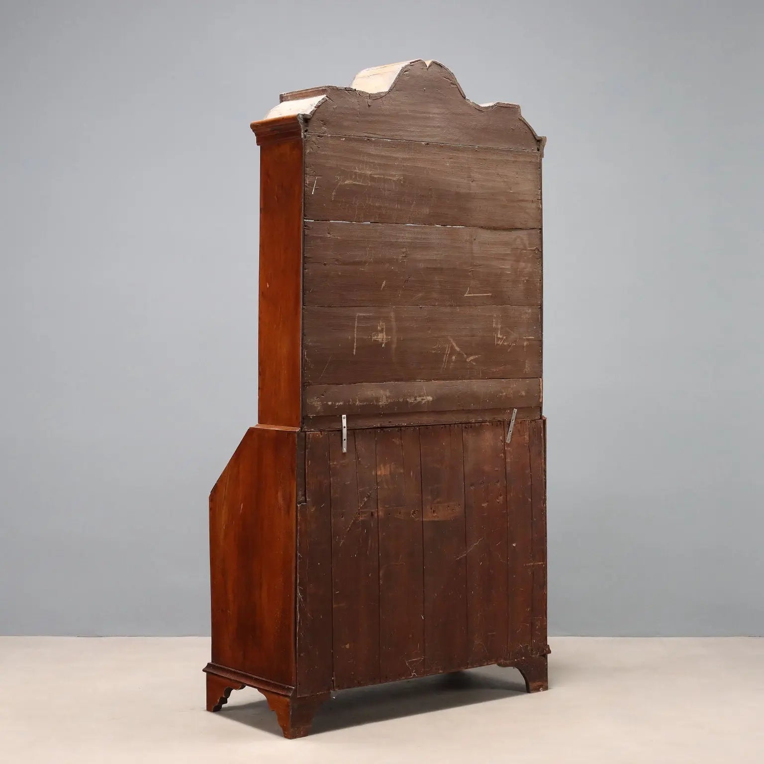 Antique Trumeau Walnut Leafy Carvings Italy XX Century - Northern Europe, XX Century | Antiques | Drop-Leaf Secretaire & Secretaire