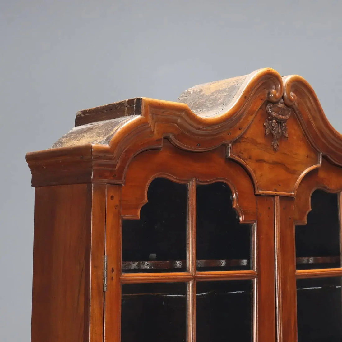 Antique Trumeau Walnut Leafy Carvings Italy XX Century - Northern Europe, XX Century | Antiques | Drop-Leaf Secretaire & Secretaire