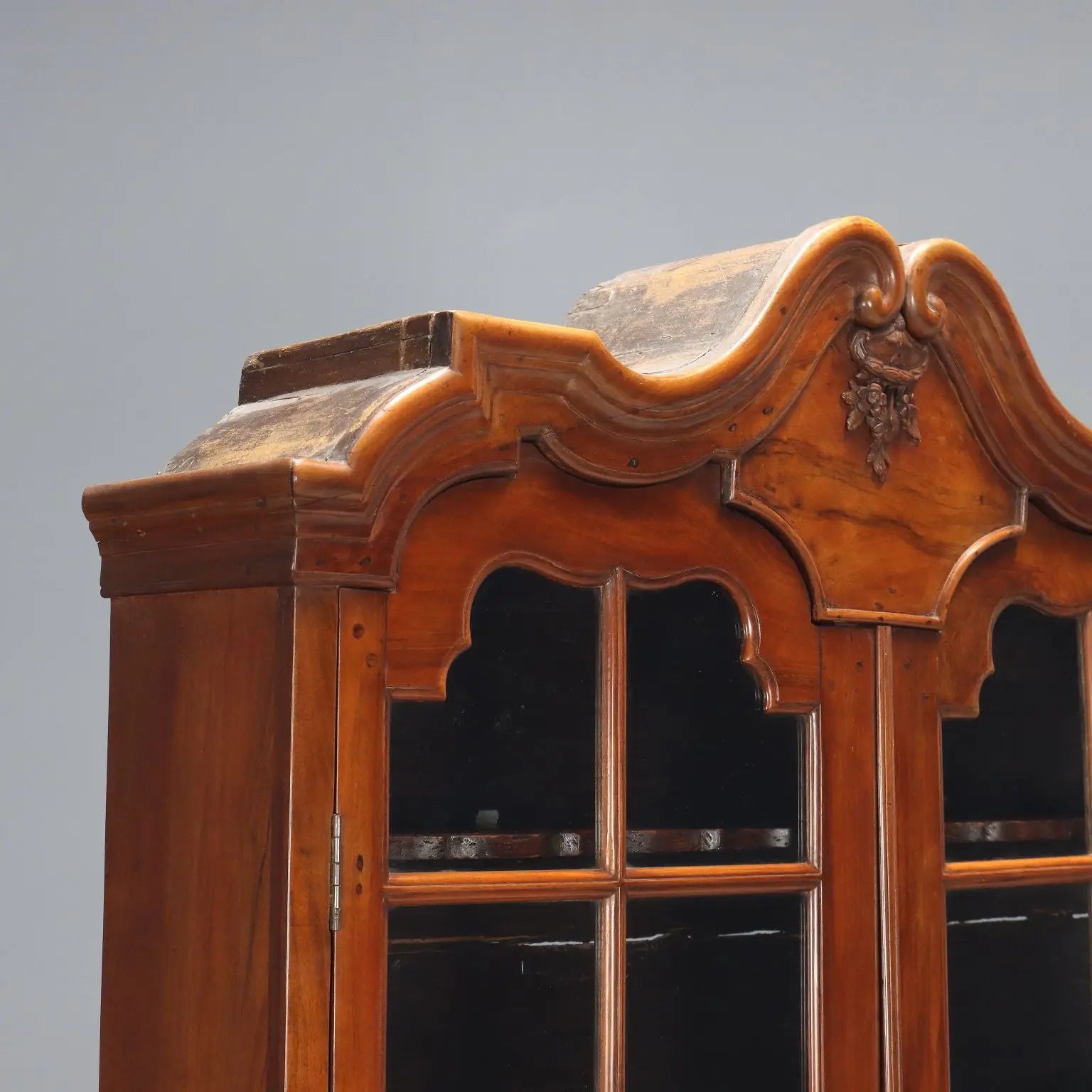 Antique Trumeau Walnut Leafy Carvings Italy XX Century - Northern Europe, XX Century | Antiques | Drop-Leaf Secretaire & Secretaire
