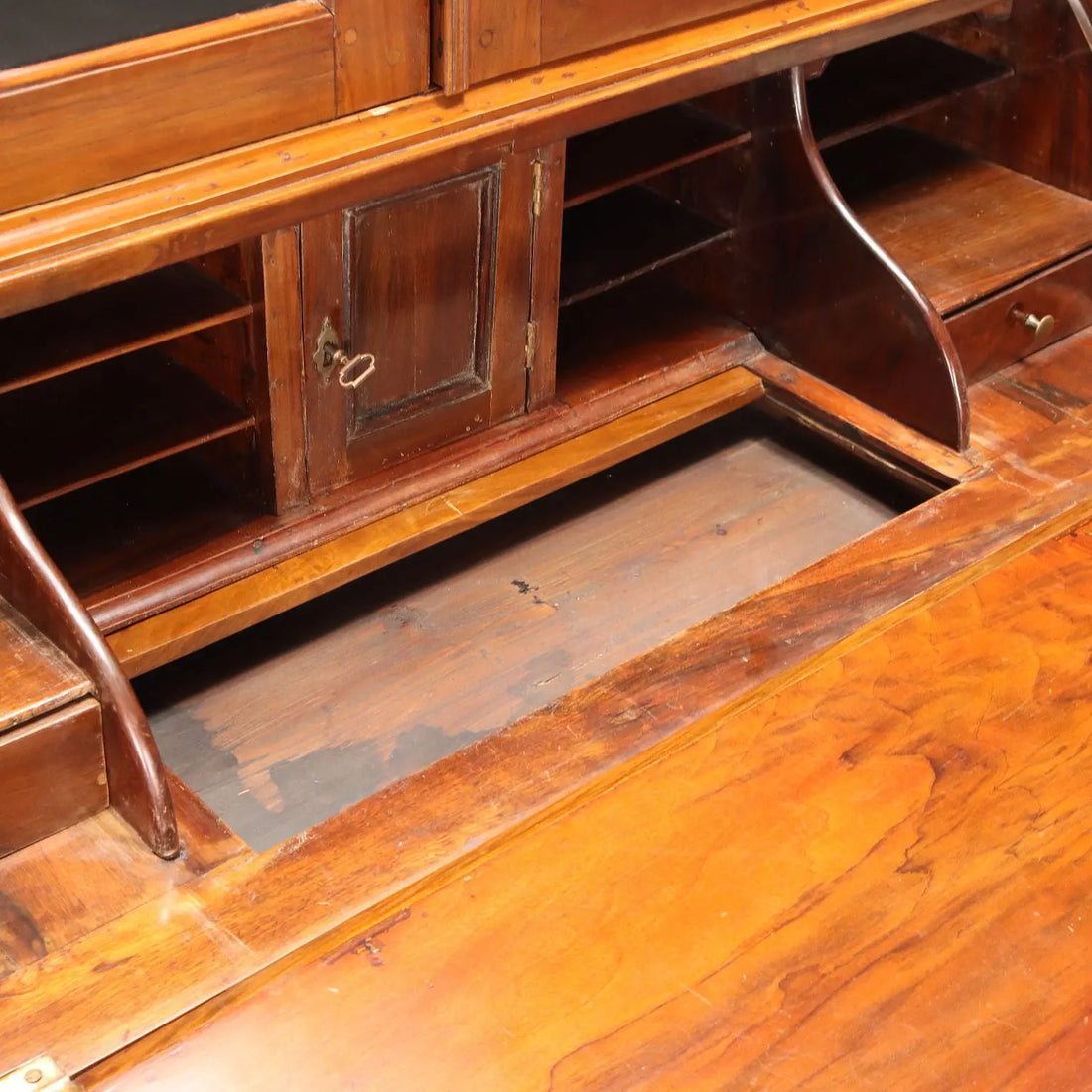 Antique Trumeau Walnut Leafy Carvings Italy XX Century - Northern Europe, XX Century | Antiques | Drop-Leaf Secretaire & Secretaire
