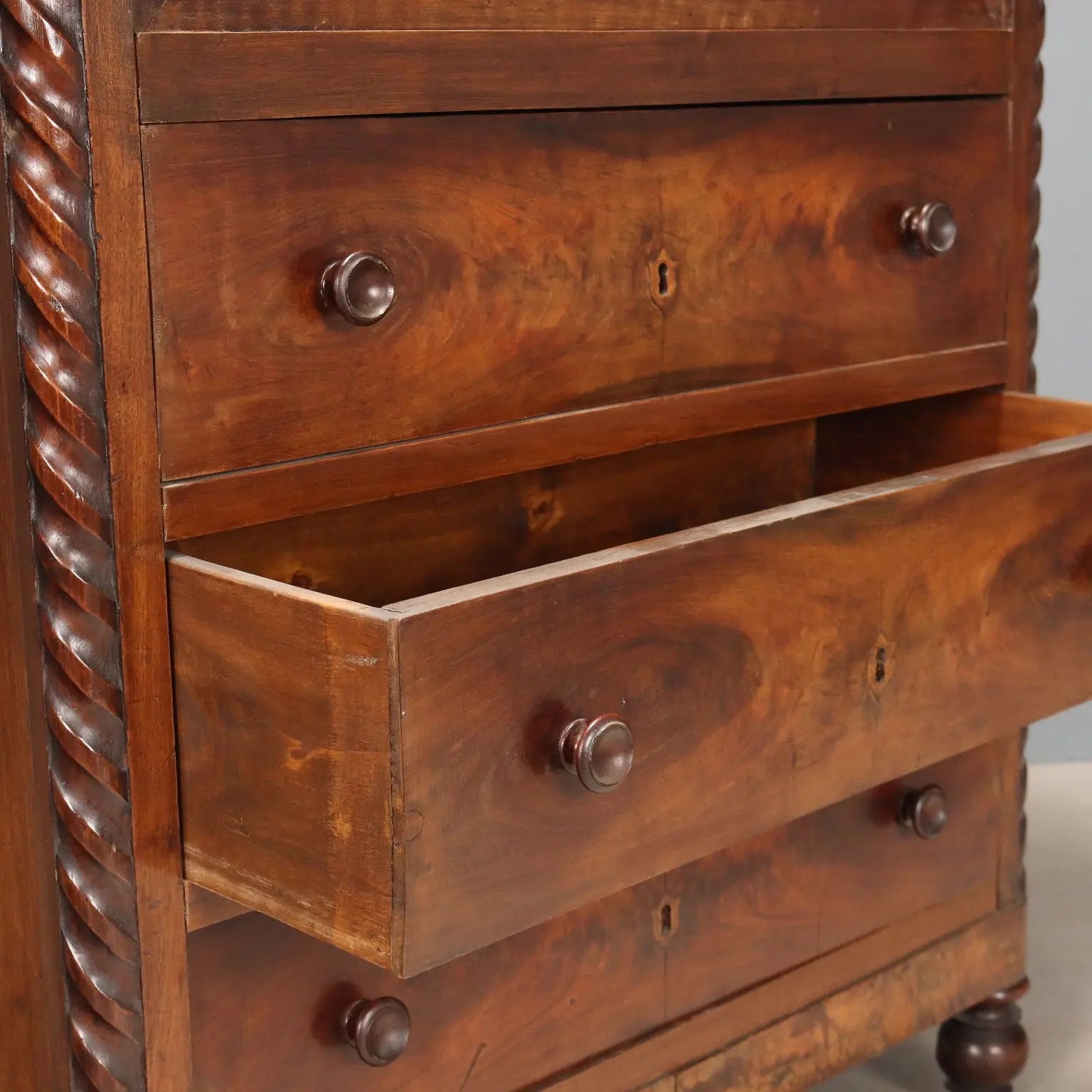 Antique Secrétaire Mahogany Leather Drawer Italy XIX Century - Piedmont, XIX Century | Antiques | Drop-Leaf Secretaire & Secretaire