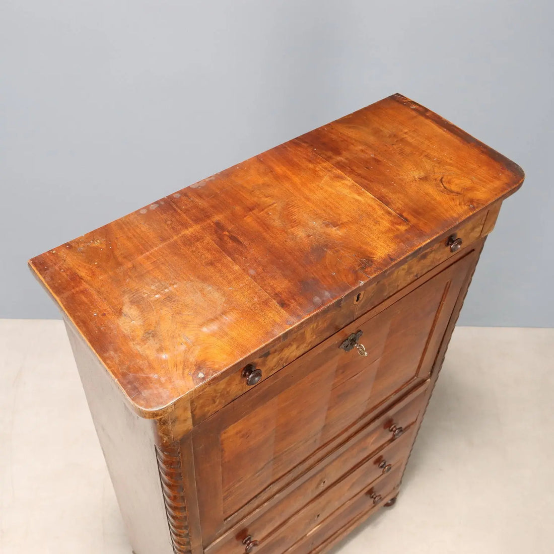 Antique Secrétaire Mahogany Leather Drawer Italy XIX Century - Piedmont, XIX Century | Antiques | Drop-Leaf Secretaire & Secretaire