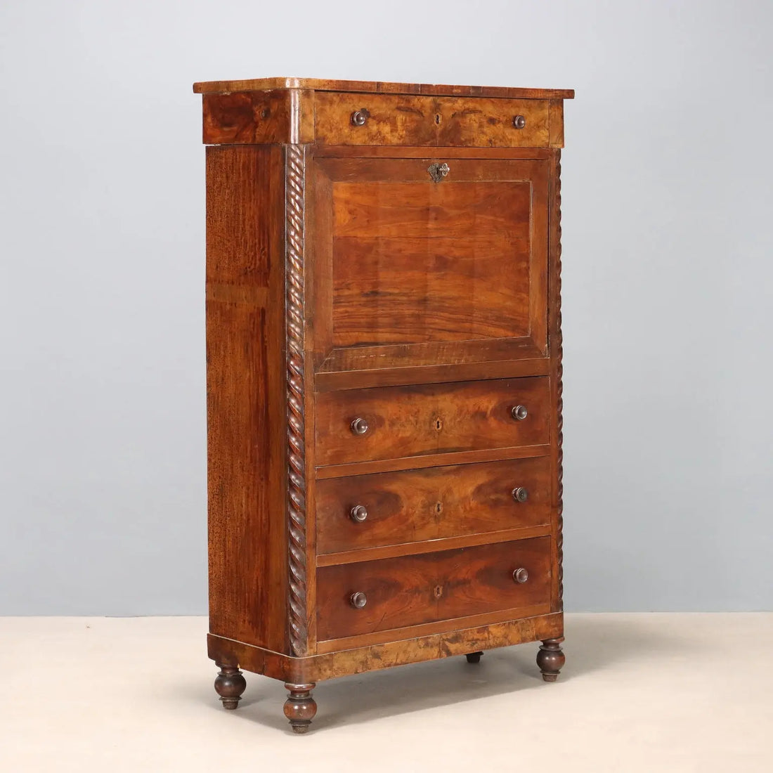 Antique Secrétaire Mahogany Leather Drawer Italy XIX Century - Piedmont, XIX Century | Antiques | Drop-Leaf Secretaire & Secretaire