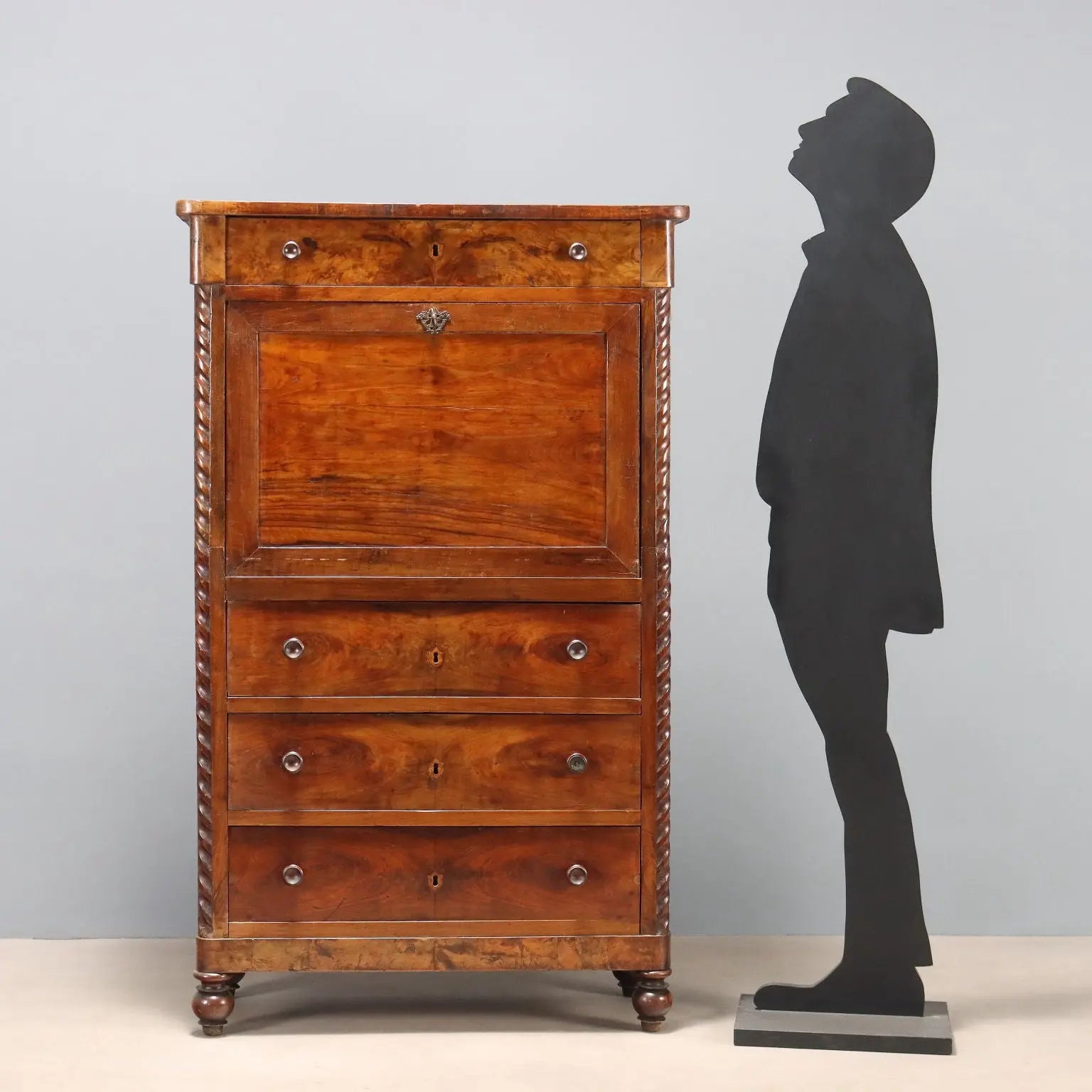 Antique Secrétaire Mahogany Leather Drawer Italy XIX Century - Piedmont, XIX Century | Antiques | Drop-Leaf Secretaire & Secretaire