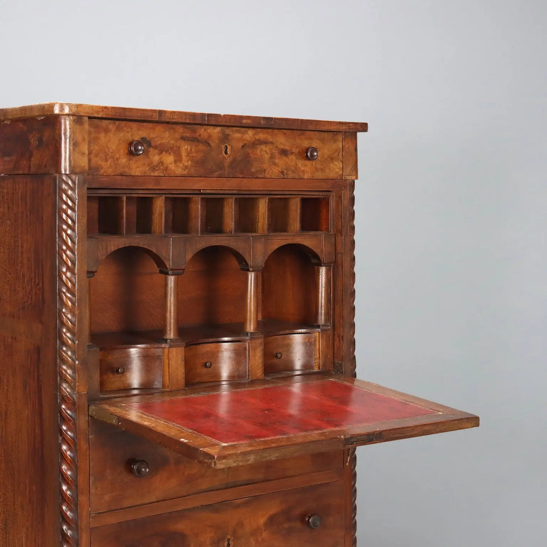Antique Secrétaire Mahogany Leather Drawer Italy XIX Century - Piedmont, XIX Century | Antiques | Drop-Leaf Secretaire & Secretaire