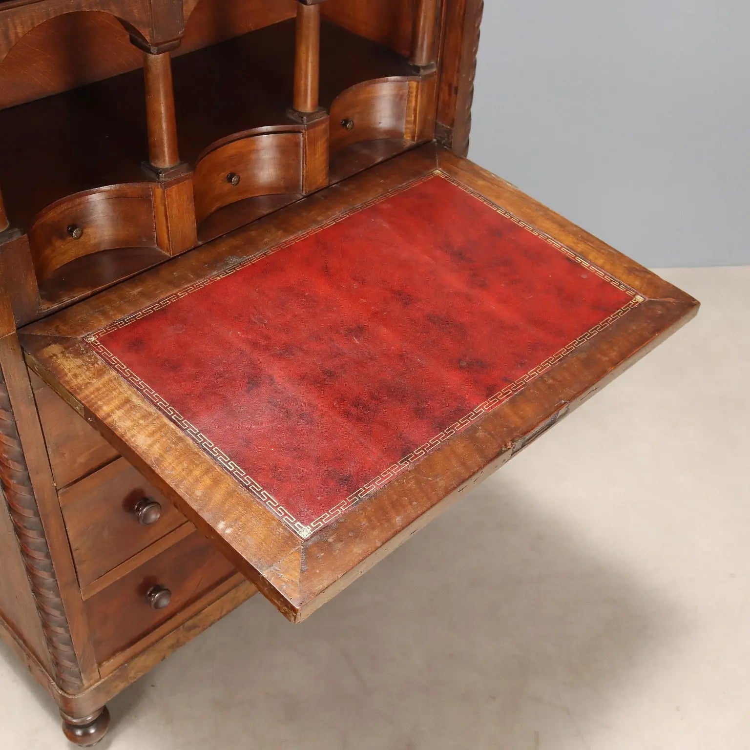 Antique Secrétaire Mahogany Leather Drawer Italy XIX Century - Piedmont, XIX Century | Antiques | Drop-Leaf Secretaire & Secretaire