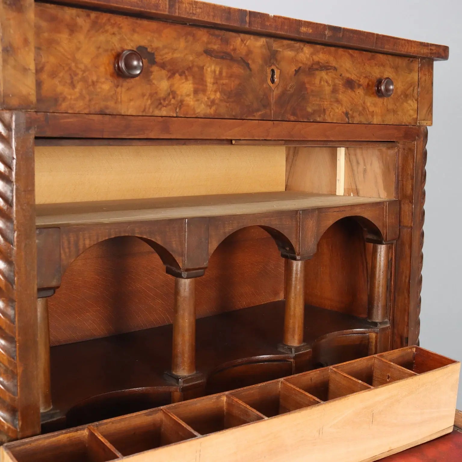 Antique Secrétaire Mahogany Leather Drawer Italy XIX Century - Piedmont, XIX Century | Antiques | Drop-Leaf Secretaire & Secretaire