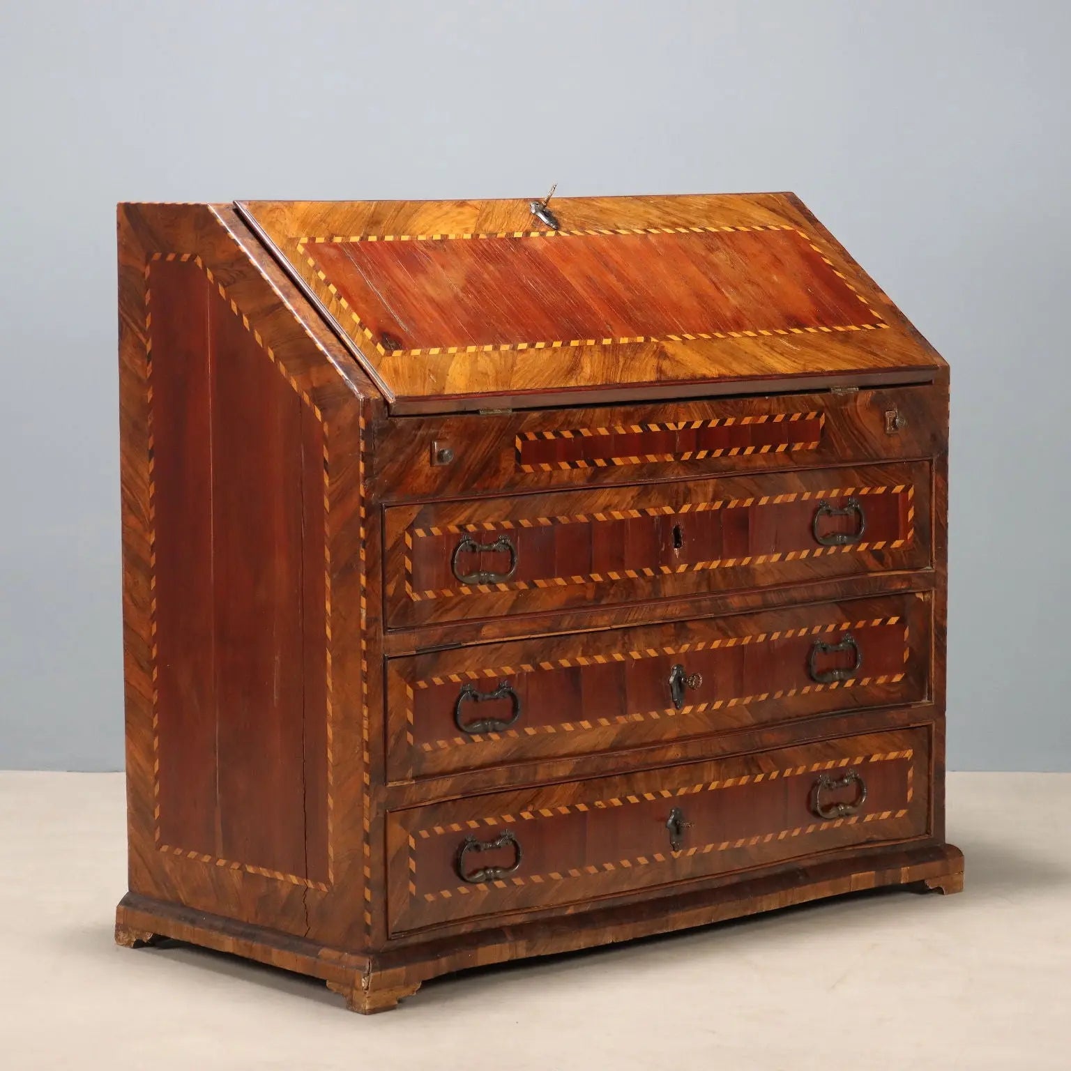 Antique Flap Cabinet Various Wood Essences Italy XVIII Century - Central Italy, Mid XVIII Century | Antiques | Drop-Leaf Secretaire & Secretaire