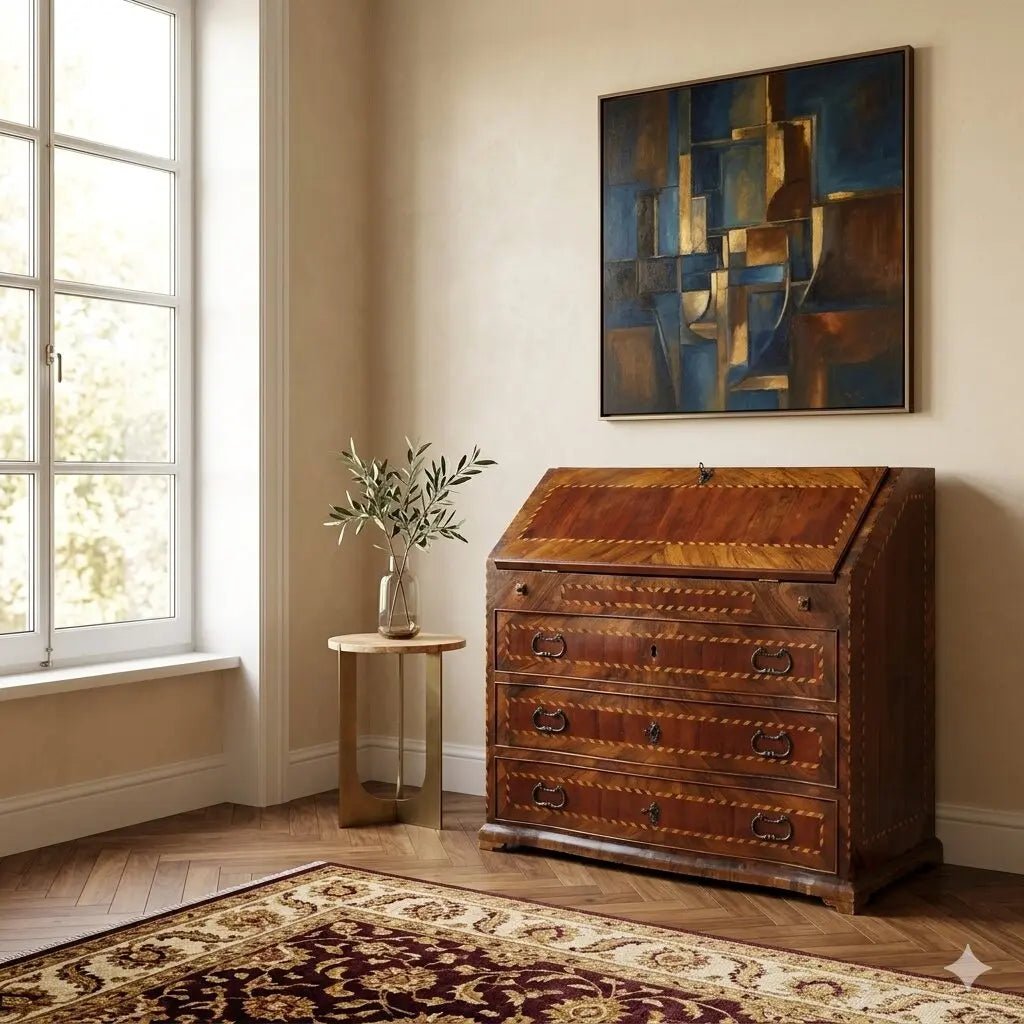 Antique Flap Cabinet Various Wood Essences Italy XVIII Century - Central Italy, Mid XVIII Century | Antiques | Drop-Leaf Secretaire & Secretaire