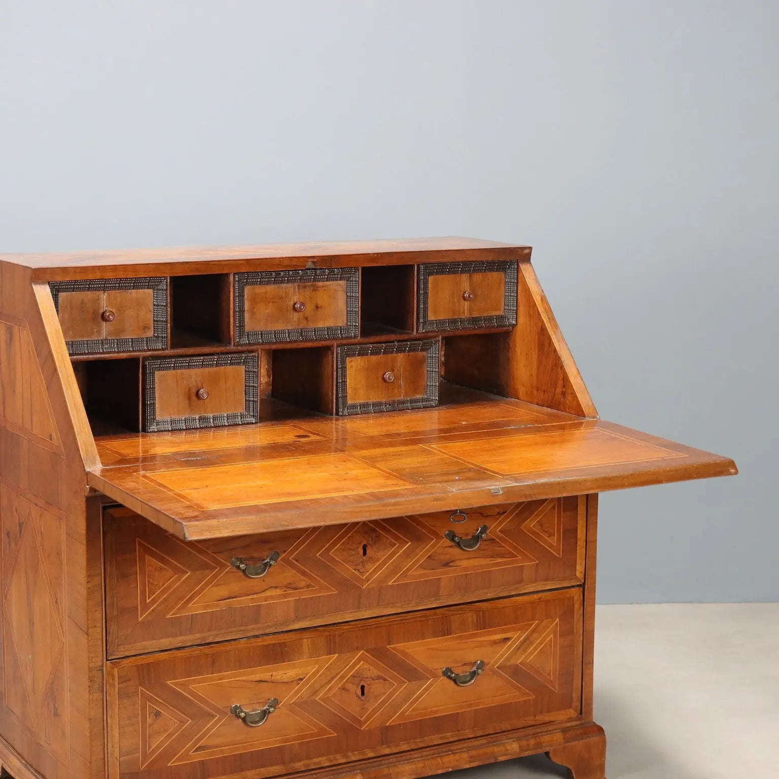 Antique Flap Cabinet Olive Maple Drawers Italy XVIII Century - Central Italy, XVIII Century | Antiques | Drop-Leaf Secretaire & Secretaire