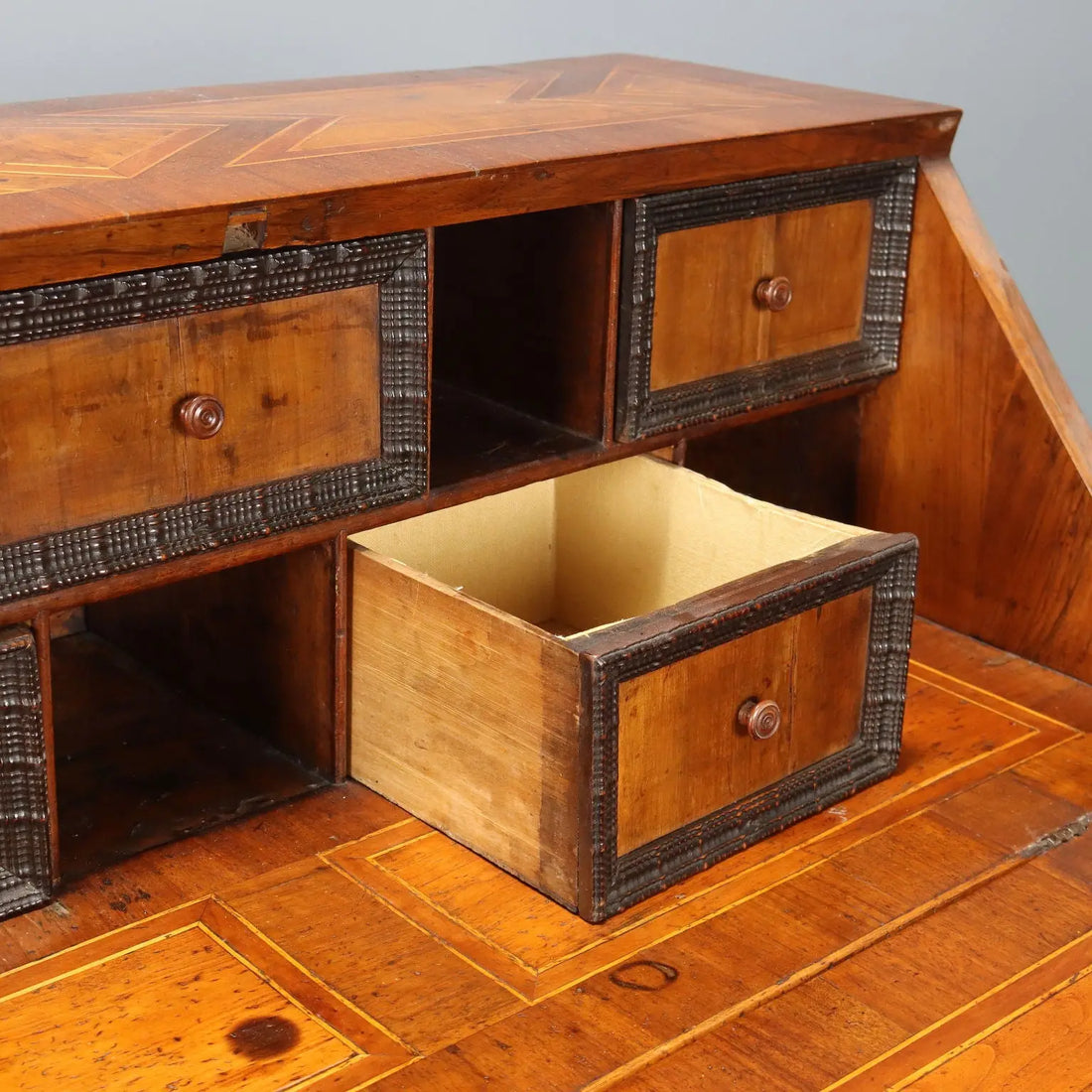 Antique Flap Cabinet Olive Maple Drawers Italy XVIII Century - Central Italy, XVIII Century | Antiques | Drop-Leaf Secretaire & Secretaire