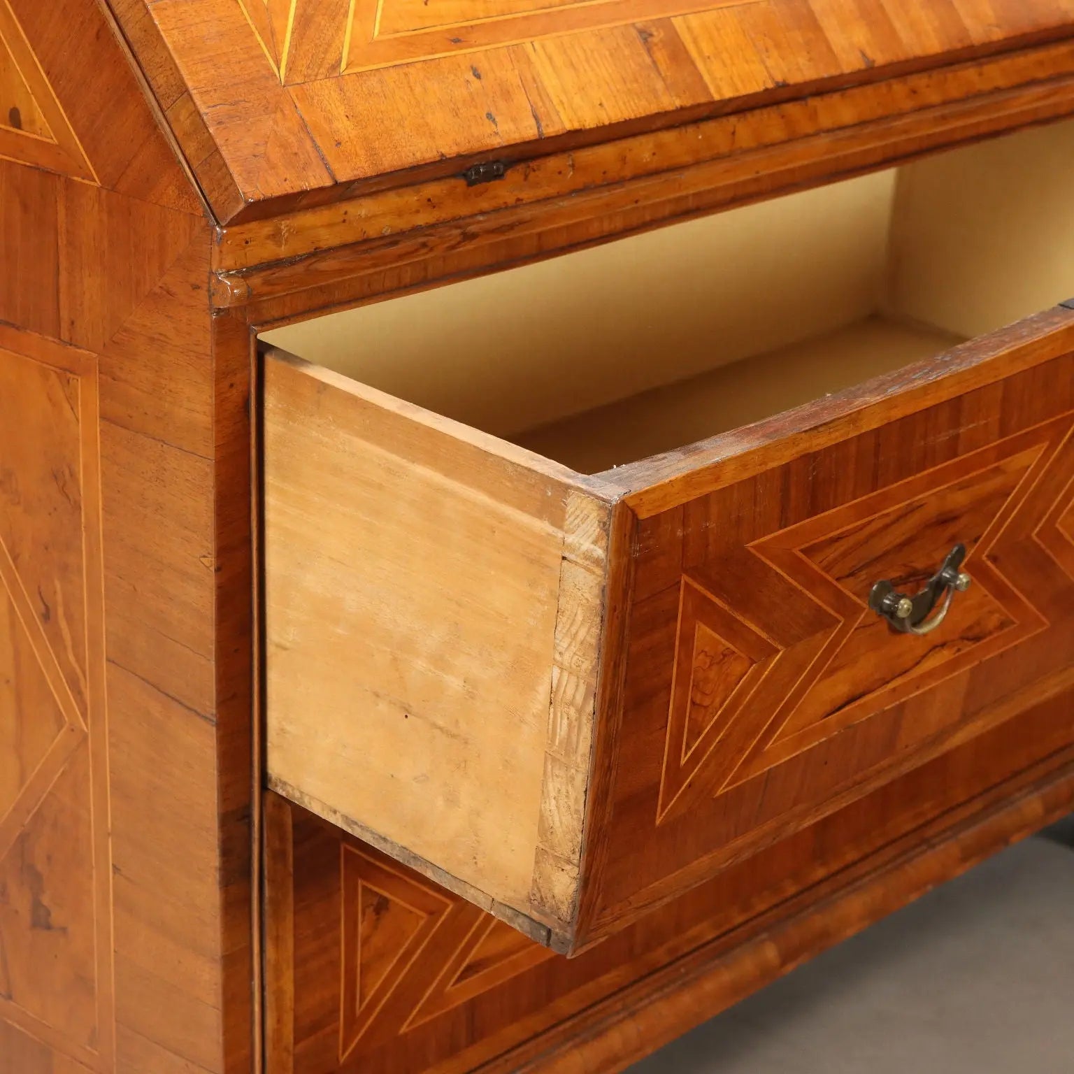 Antique Flap Cabinet Olive Maple Drawers Italy XVIII Century - Central Italy, XVIII Century | Antiques | Drop-Leaf Secretaire & Secretaire