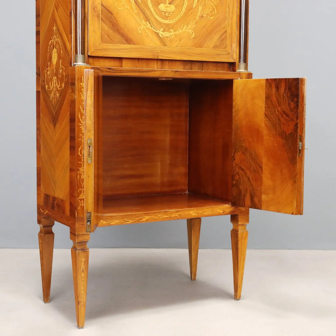 Antique Secrétaire Empire Style Walnut Maple Inlays XX Century