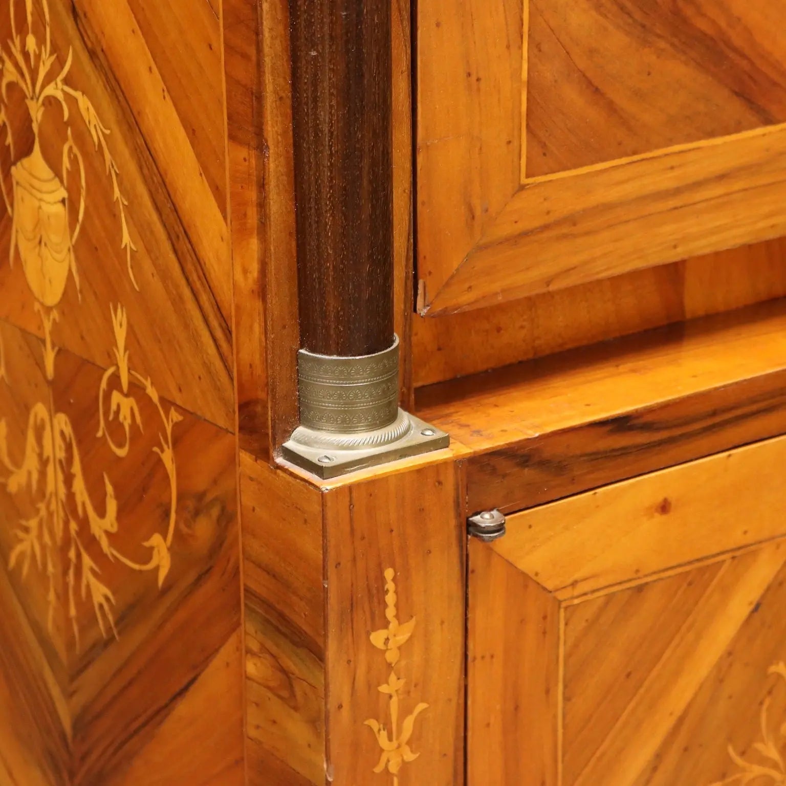 Antique Secrétaire Empire Style Walnut Maple Inlays XX Century