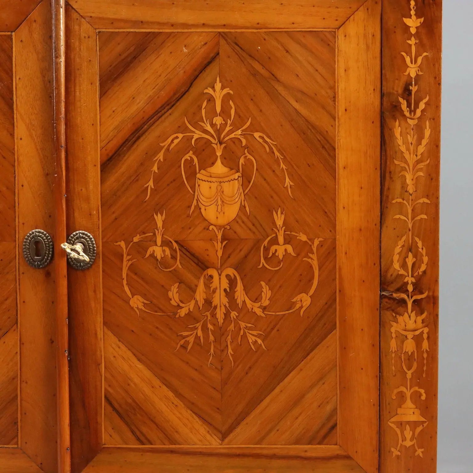 Antique Secrétaire Empire Style Walnut Maple Inlays XX Century
