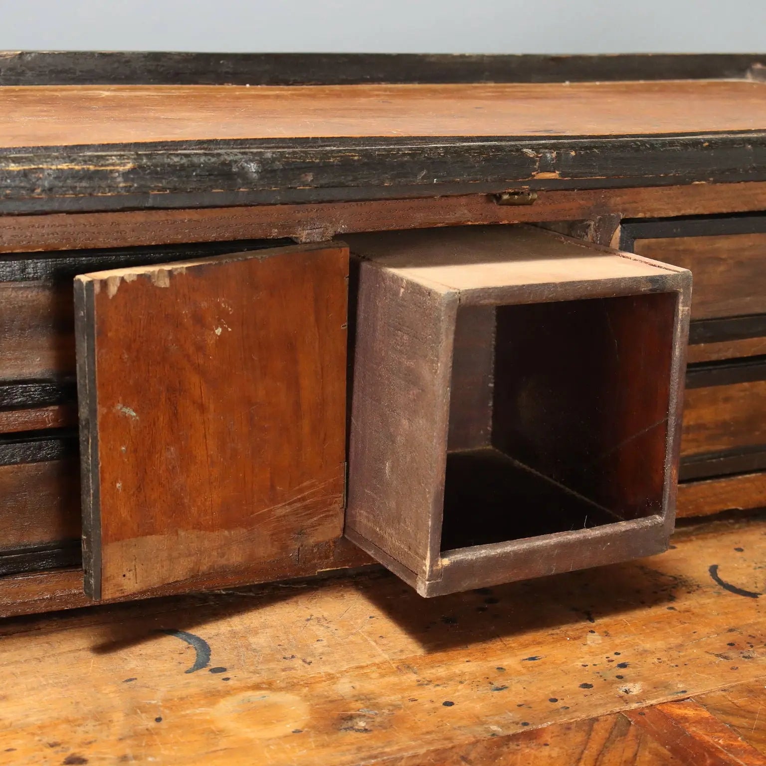 Antique Flap Cabinet Walnut Burl Bronze Drawers Italy XVIII Century