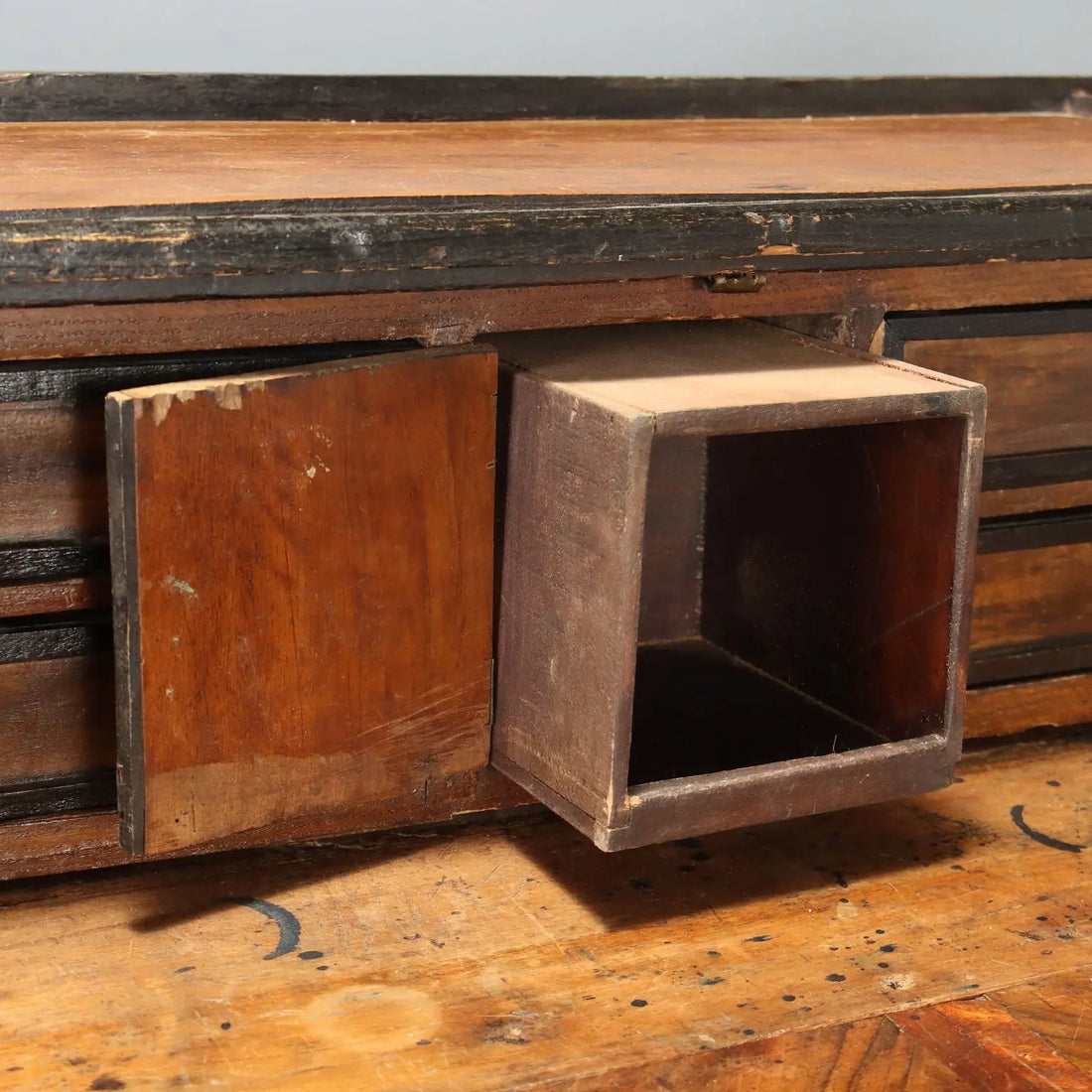 Antique Flap Cabinet Walnut Burl Bronze Drawers Italy XVIII Century