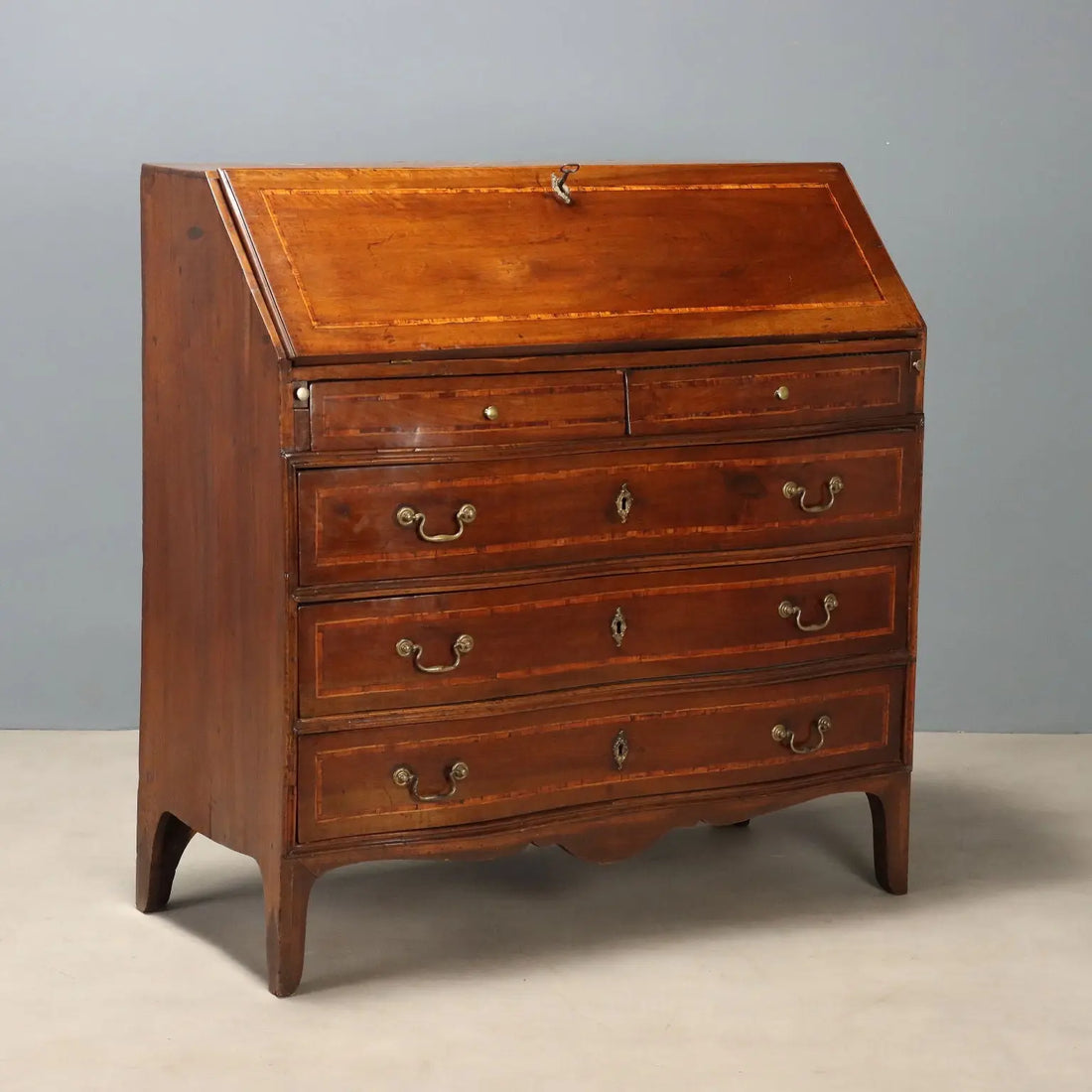 Antique Flap Cabinet Walnut Maple Inlays Italy Mid XVIII Century