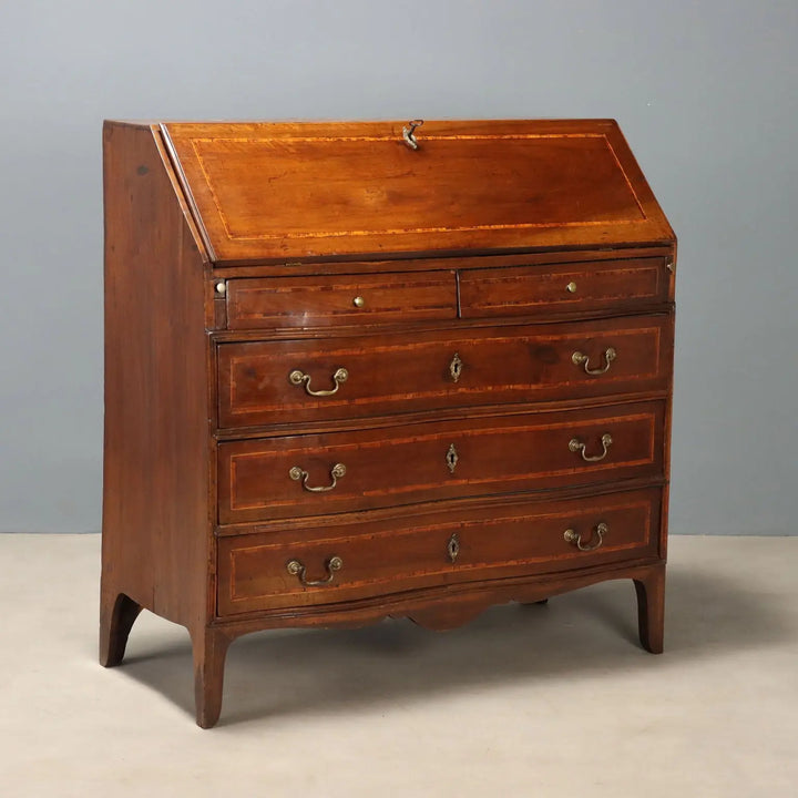 Antique Flap Cabinet Walnut Maple Inlays Italy Mid XVIII Century
