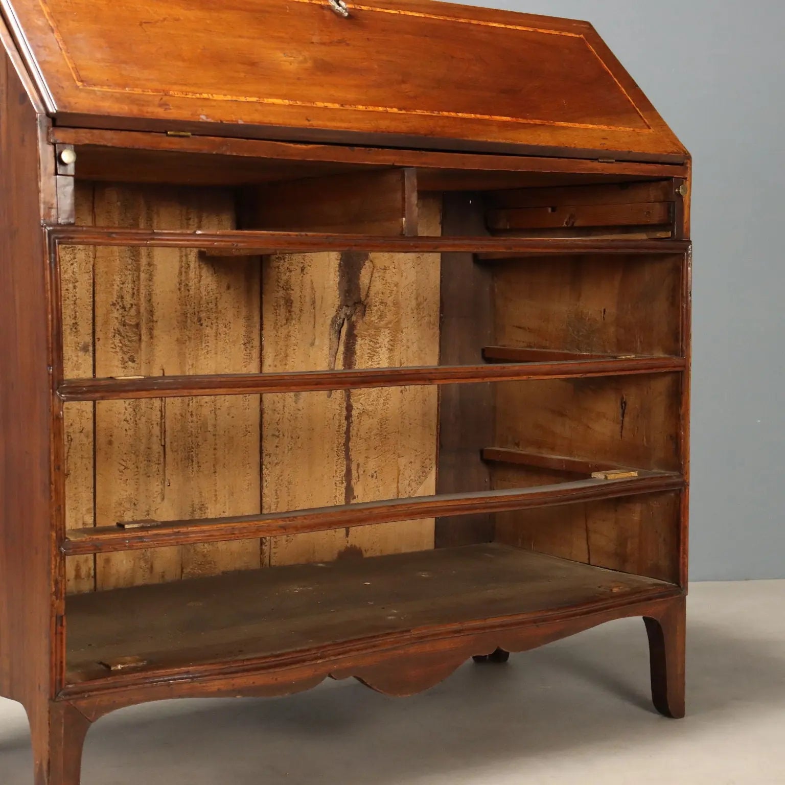 Antique Flap Cabinet Walnut Maple Inlays Italy Mid XVIII Century