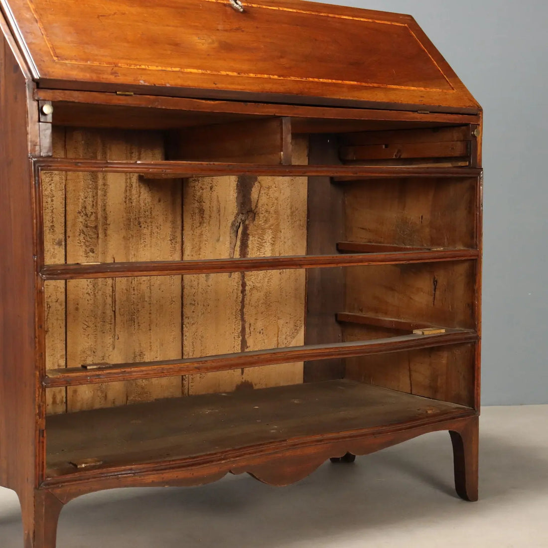 Antique Flap Cabinet Walnut Maple Inlays Italy Mid XVIII Century