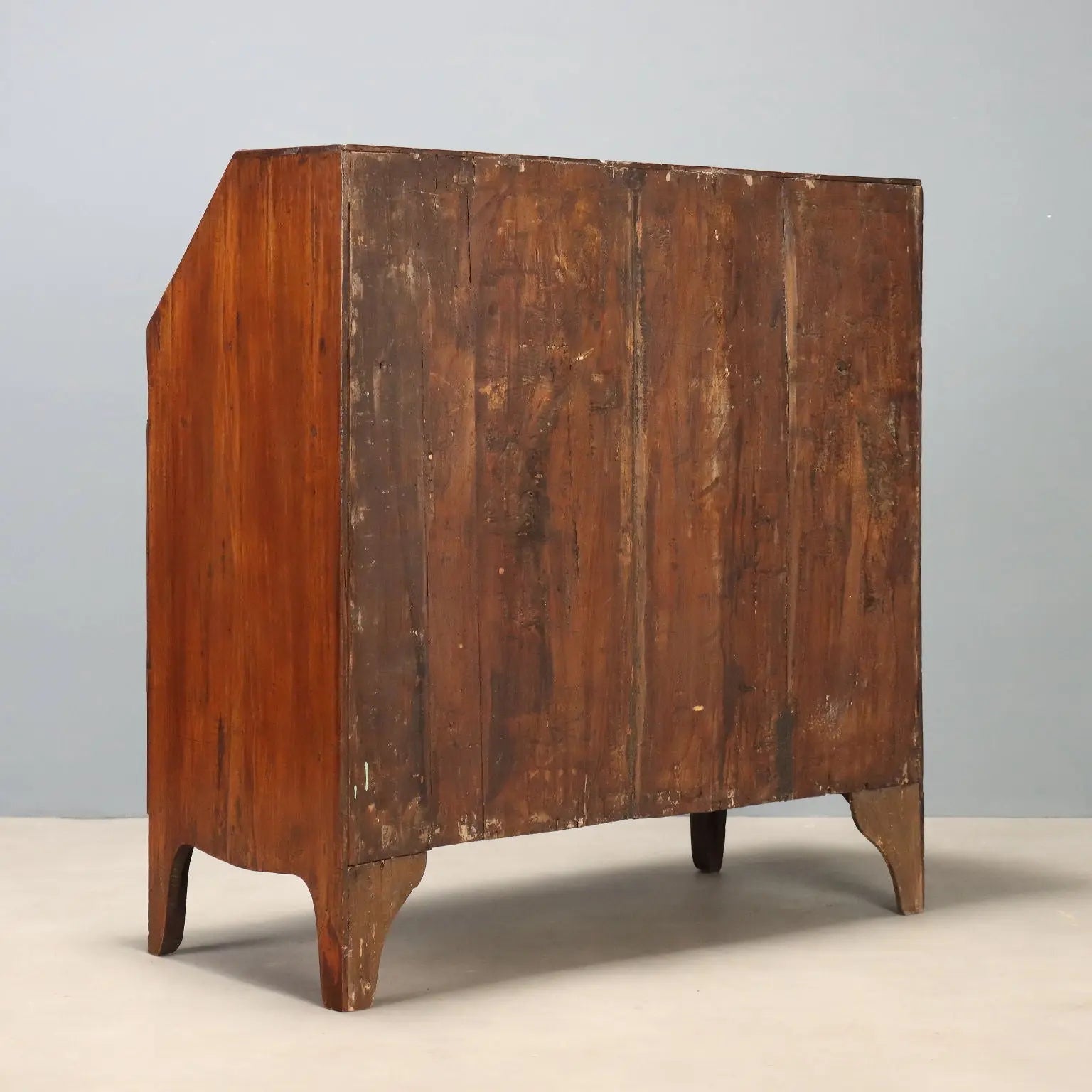 Antique Flap Cabinet Walnut Maple Inlays Italy Mid XVIII Century