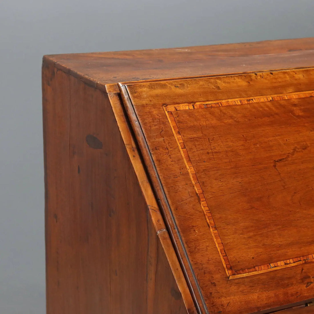 Antique Flap Cabinet Walnut Maple Inlays Italy Mid XVIII Century