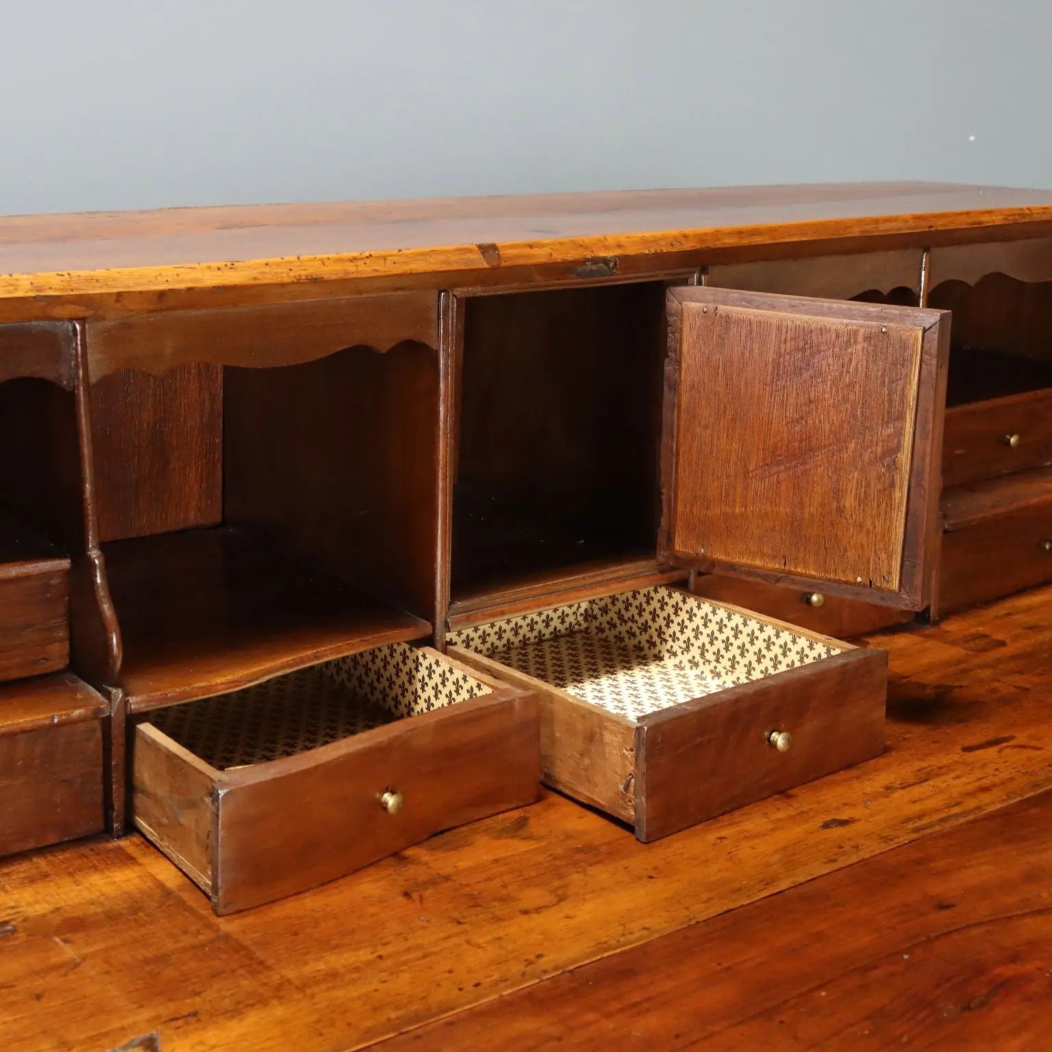 Antique Flap Cabinet Walnut Maple Inlays Italy Mid XVIII Century