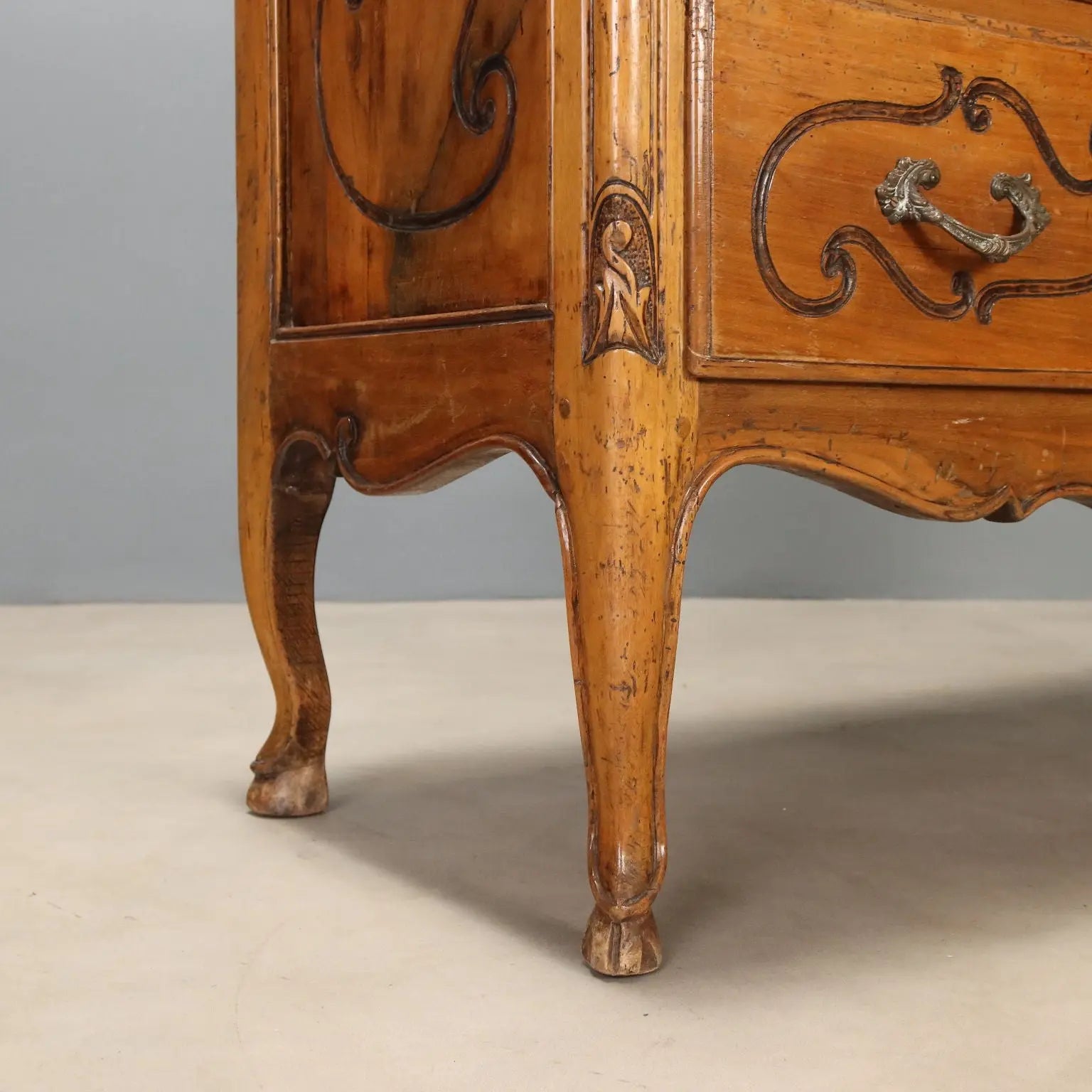 Walnut Bureau with 18th-Century Piedmontese Carvings