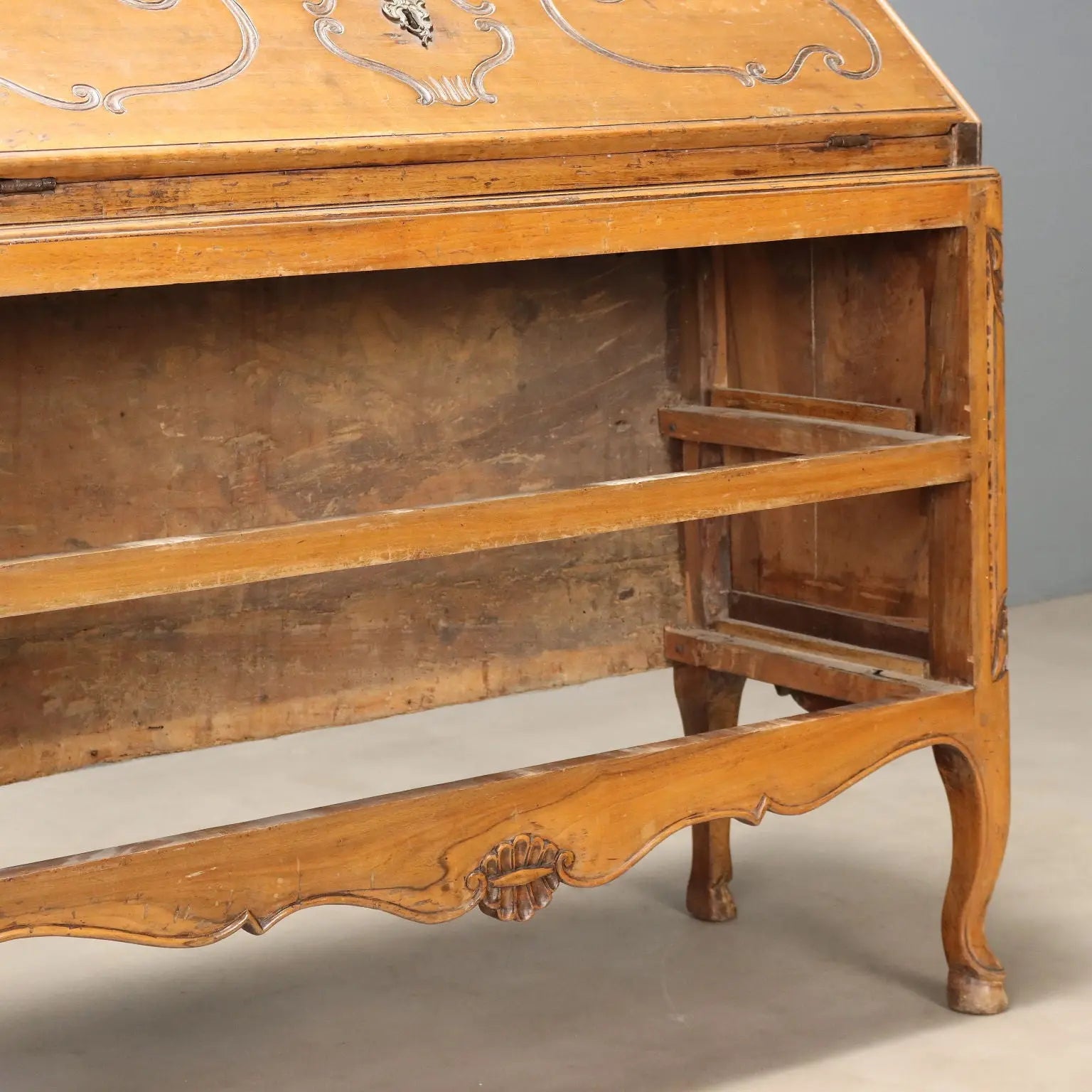 Walnut Bureau with 18th-Century Piedmontese Carvings