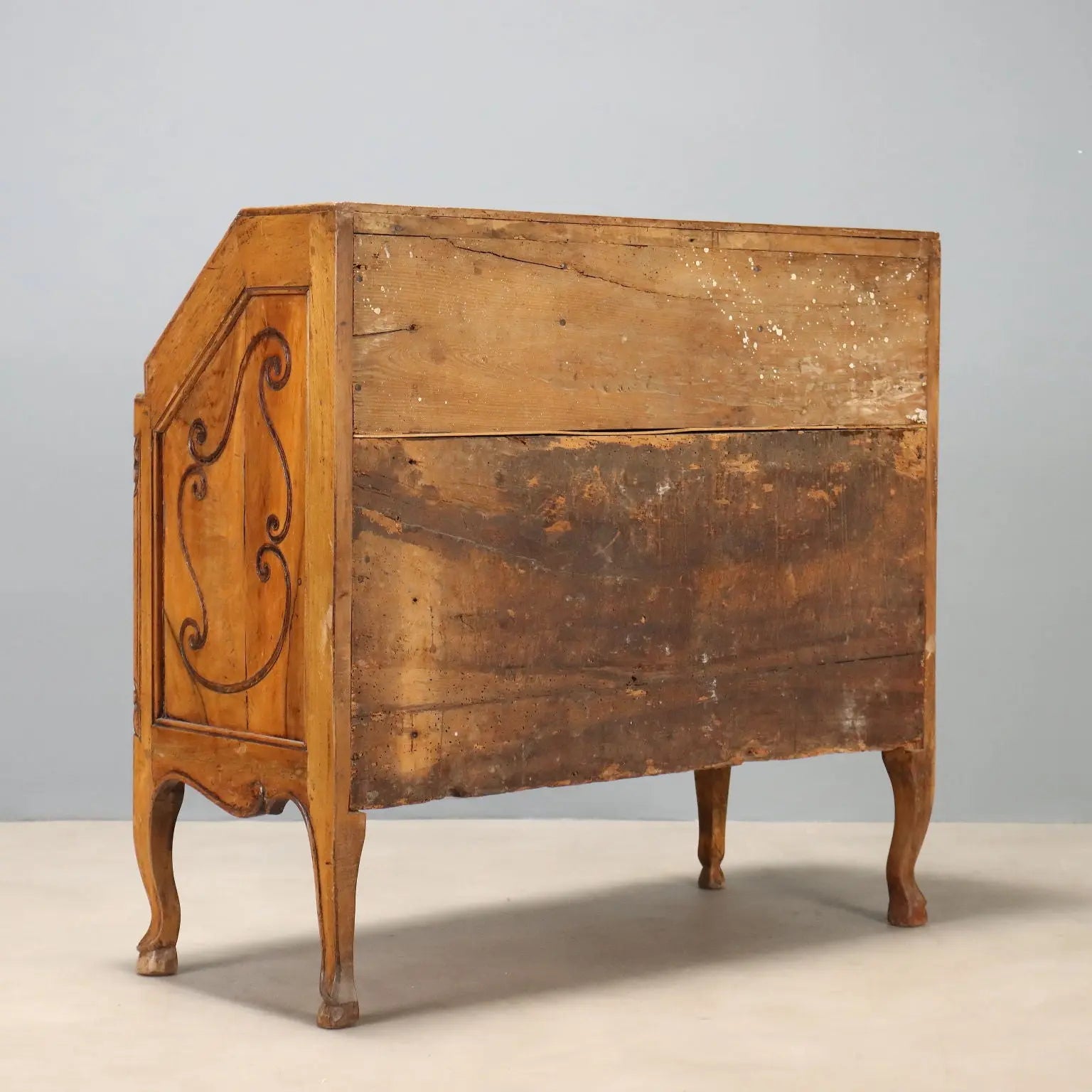 Walnut Bureau with 18th-Century Piedmontese Carvings