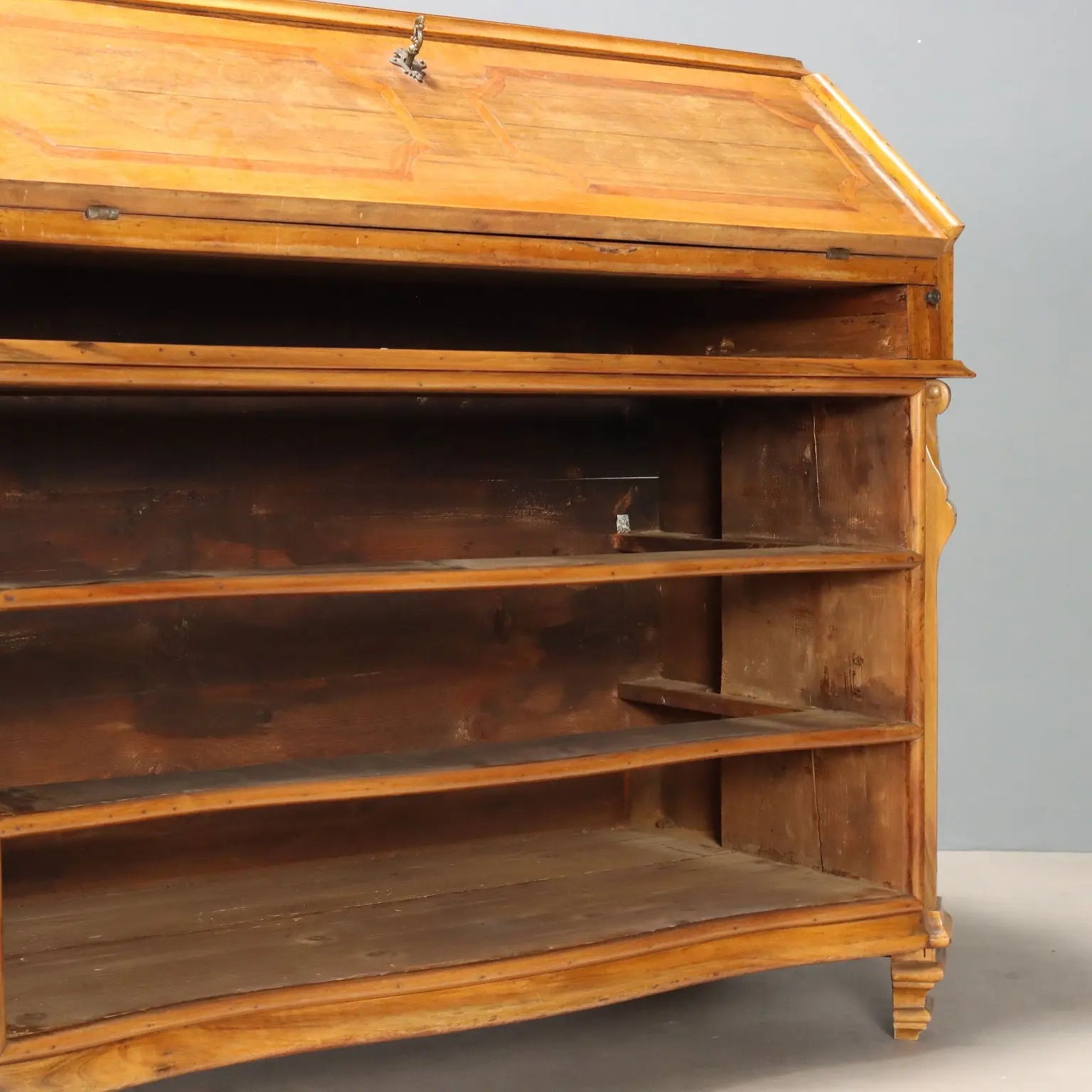 Antique Cabinet Cherrywood Flap Door 3 Drawers Italy XX Century