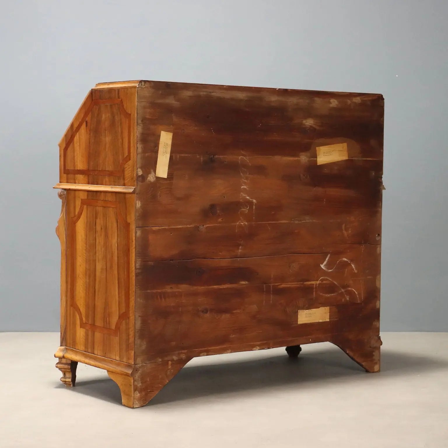 Antique Cabinet Cherrywood Flap Door 3 Drawers Italy XX Century