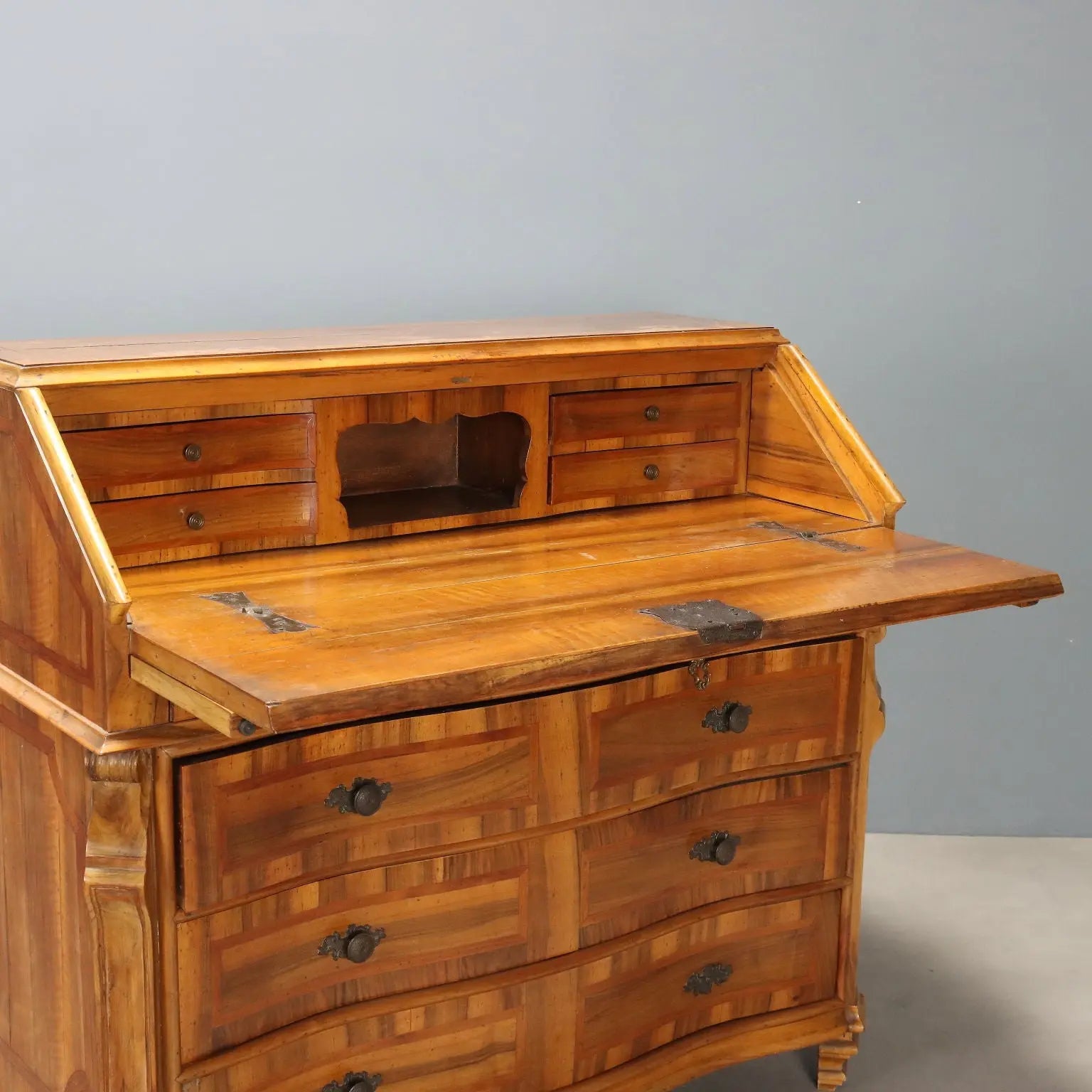 Antique Cabinet Cherrywood Flap Door 3 Drawers Italy XX Century