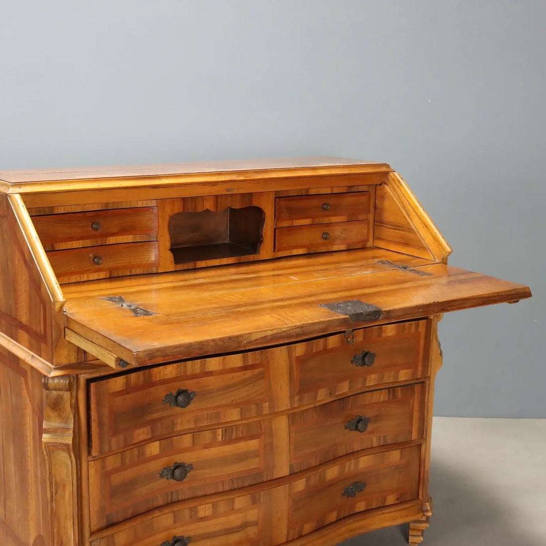 Antique Cabinet Cherrywood Flap Door 3 Drawers Italy XX Century