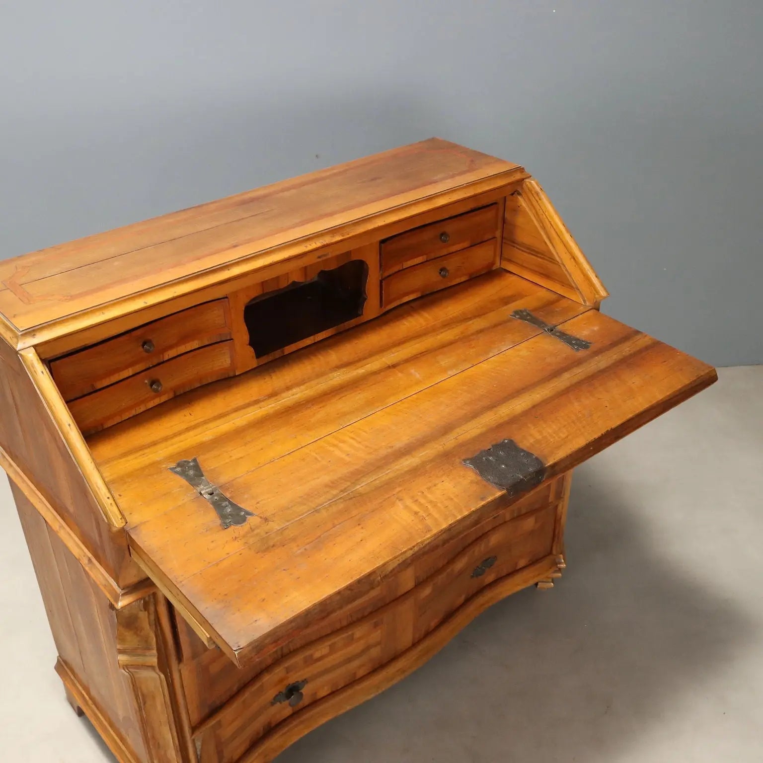 Antique Cabinet Cherrywood Flap Door 3 Drawers Italy XX Century